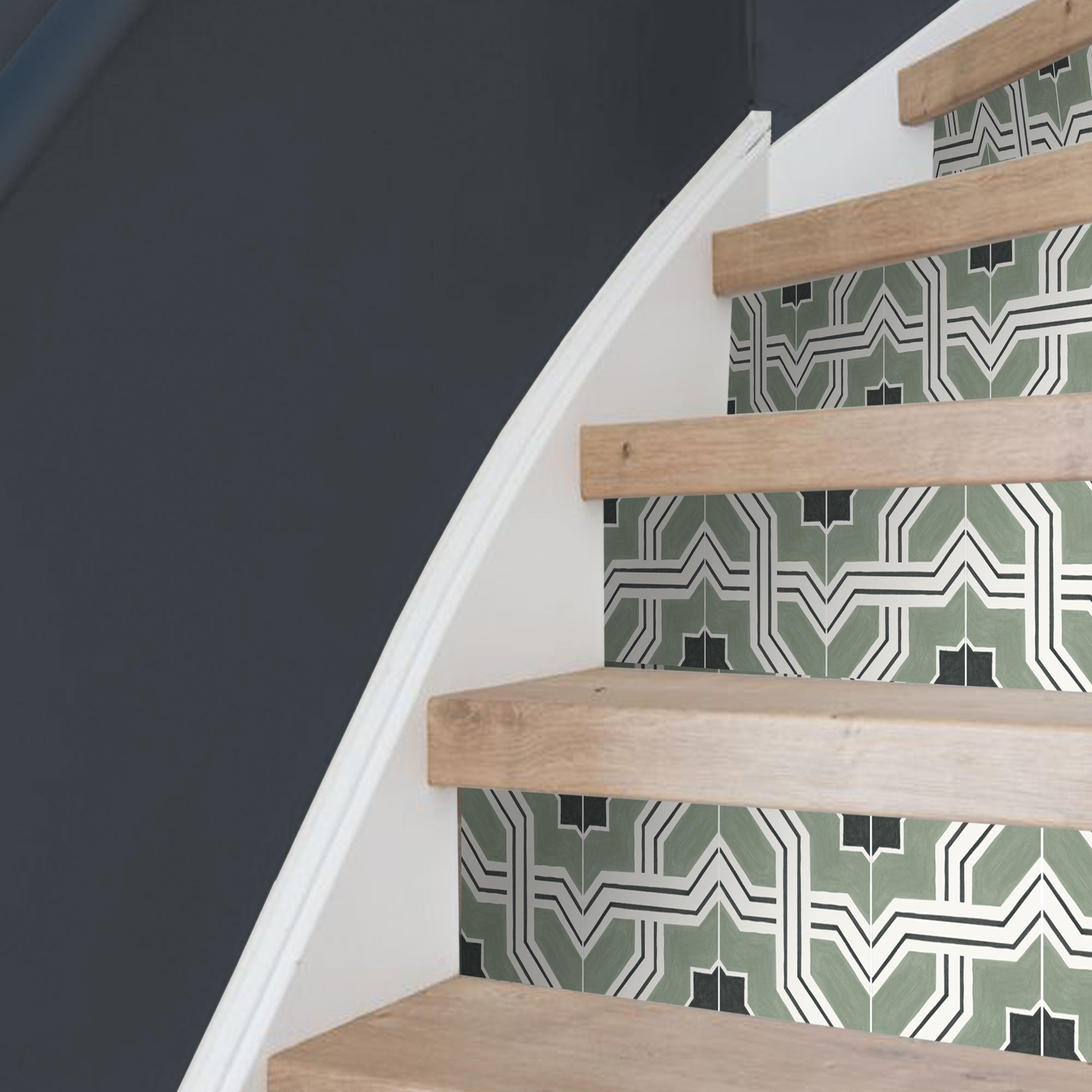 Lattice in Pea Green Stair Riser Stickers