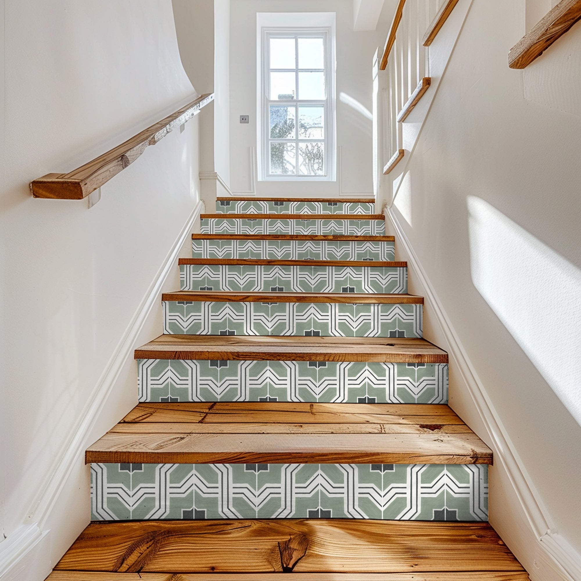 Lattice in Pea Green Stair Riser Stickers
