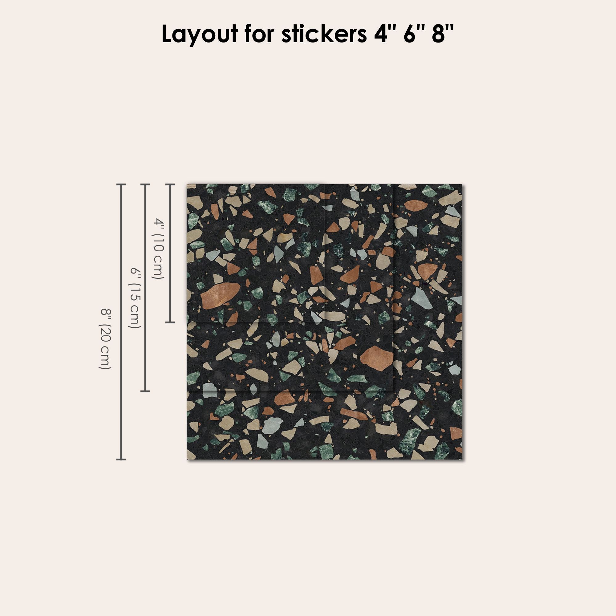 Terrazzo Earthy Black Vinyl Tile Sticker