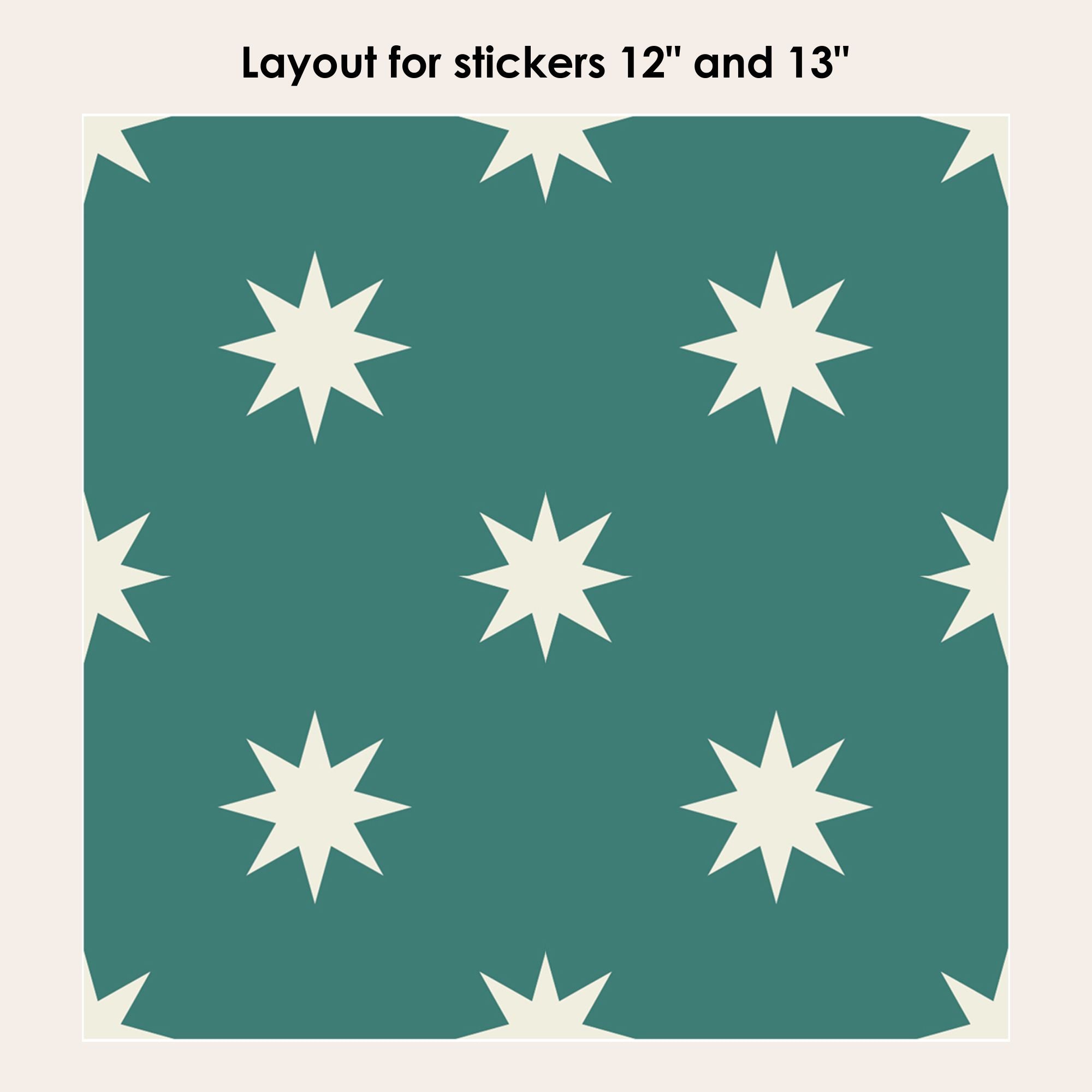 Starry Night in Green Vinyl Tile Sticker