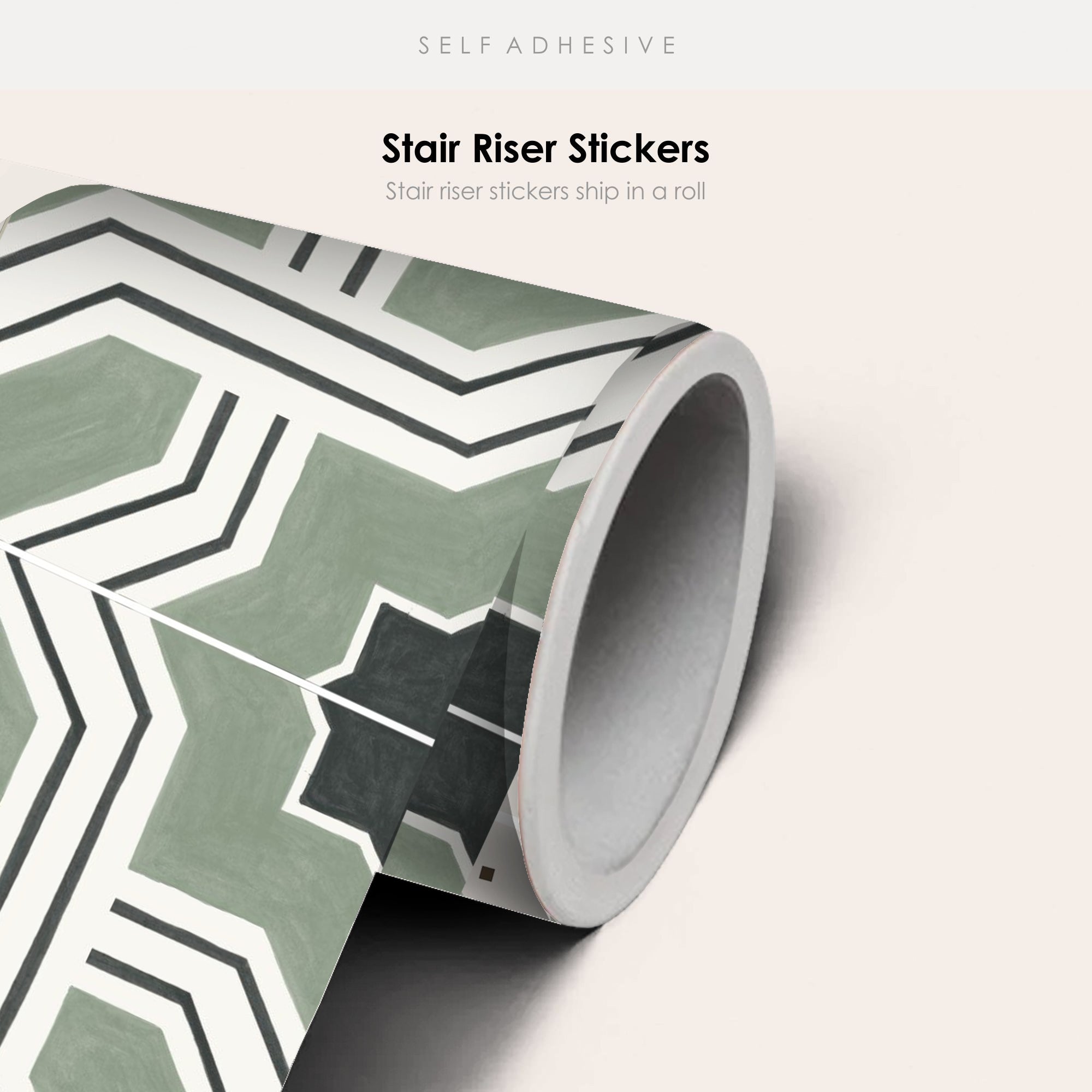 Lattice in Pea Green Stair Riser Stickers