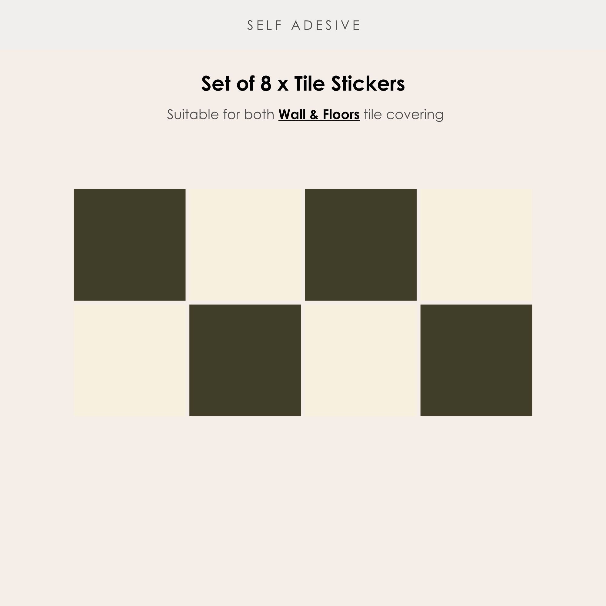 Checkerboard Tile Stickers in Bone White and Dark Olive