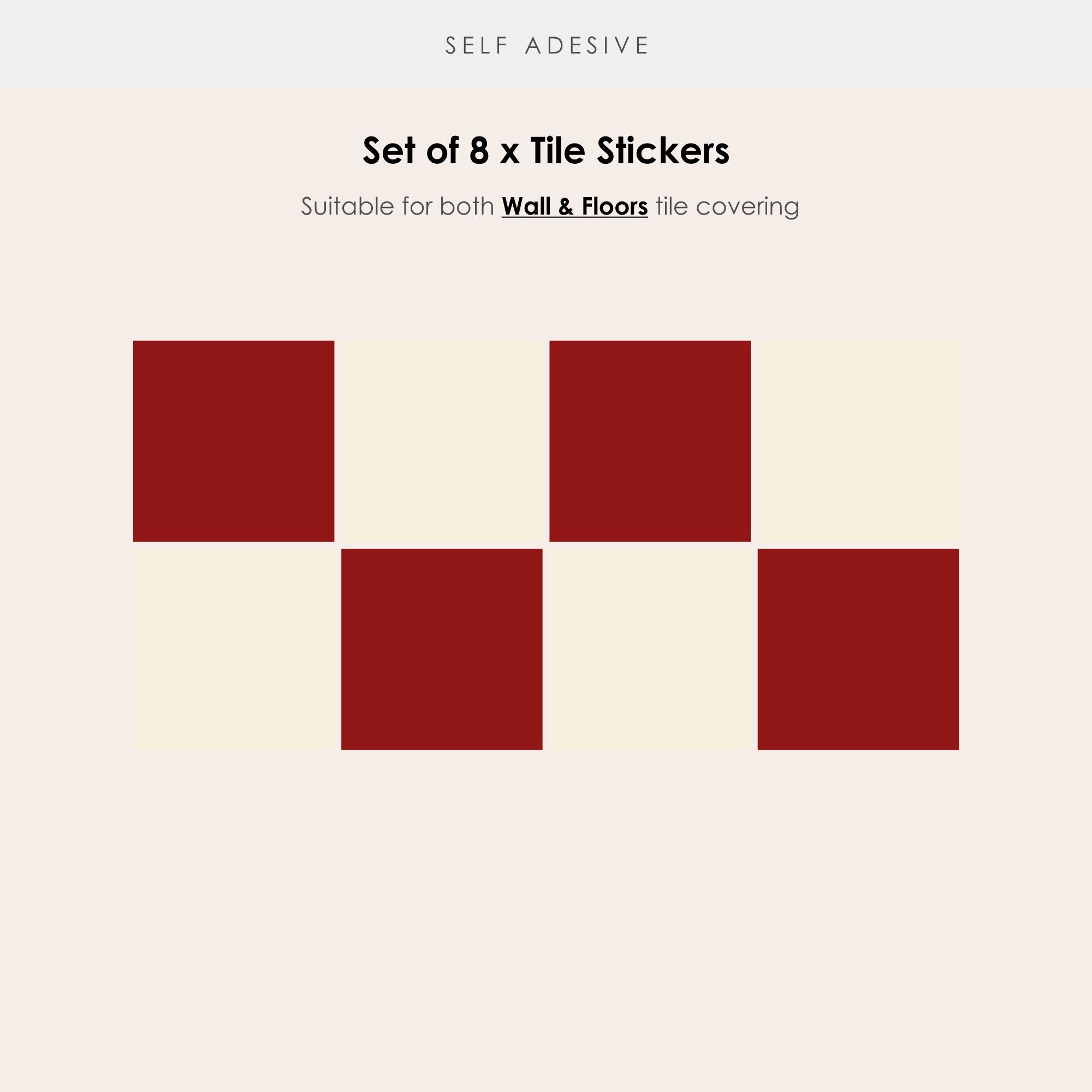 Checkerboard Tile Stickers in Bone White and Jasper Red