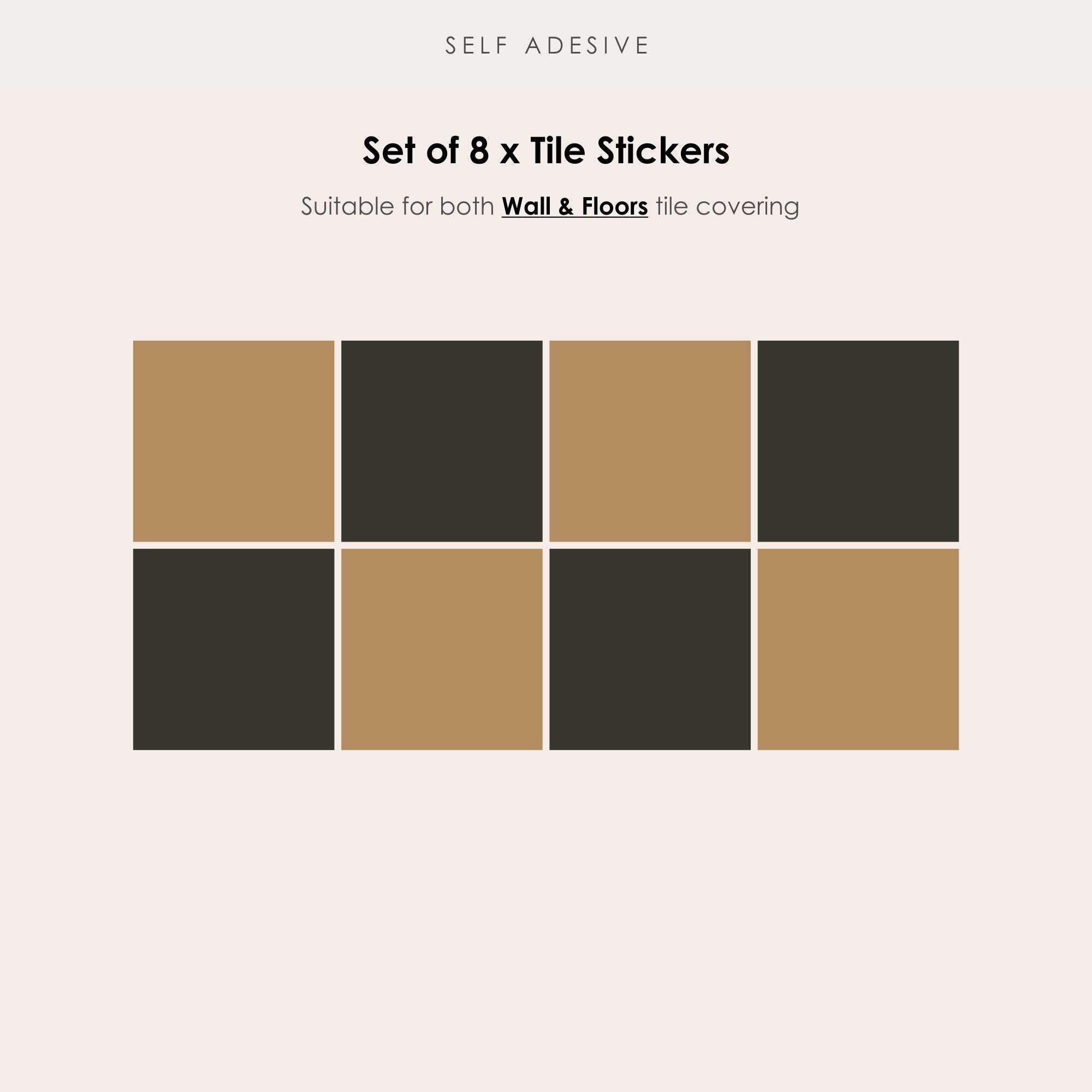 Checkerboard Tile Stickers in Charcoal and Gold Leaf