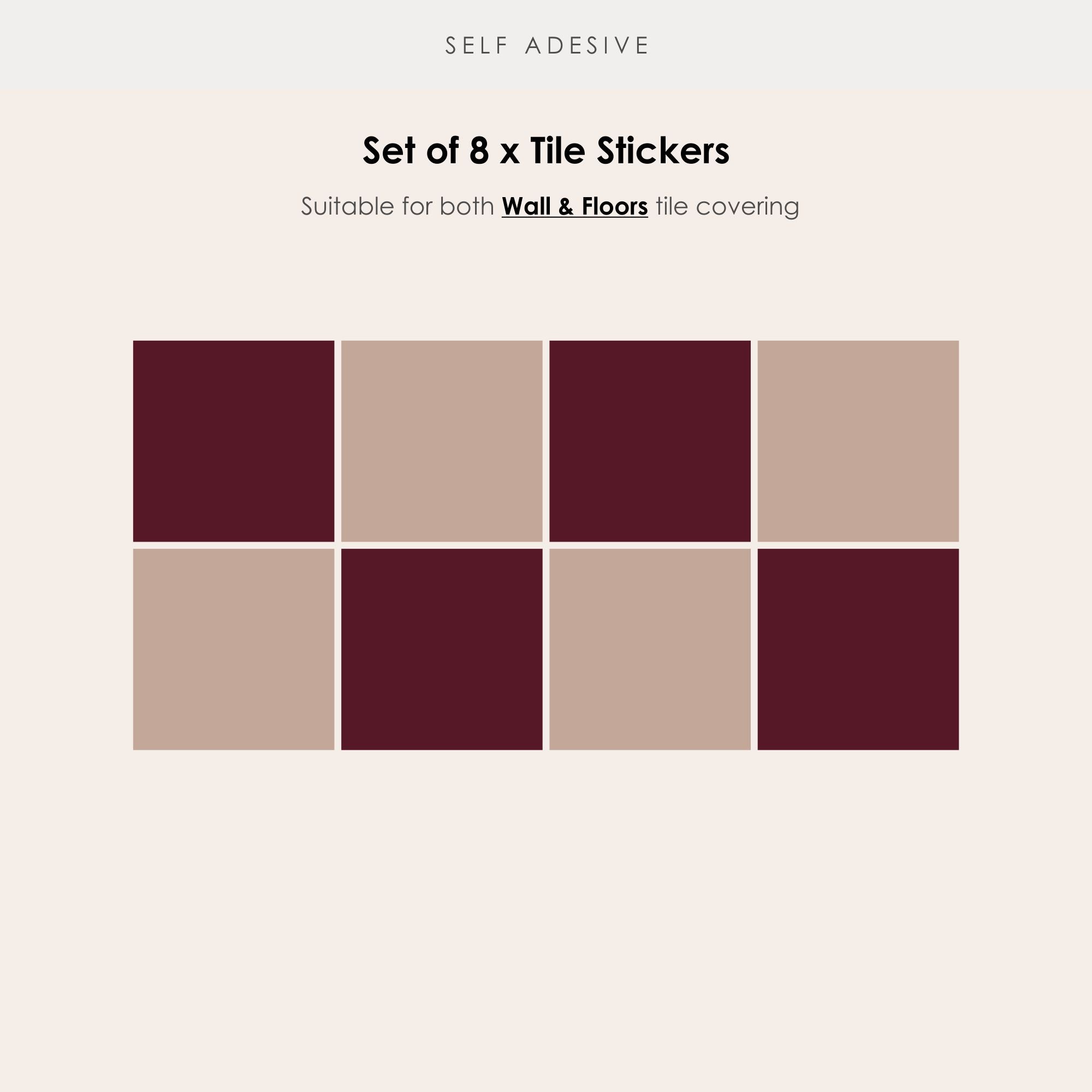 Checkerboard Tile Stickers in Wine and Dust