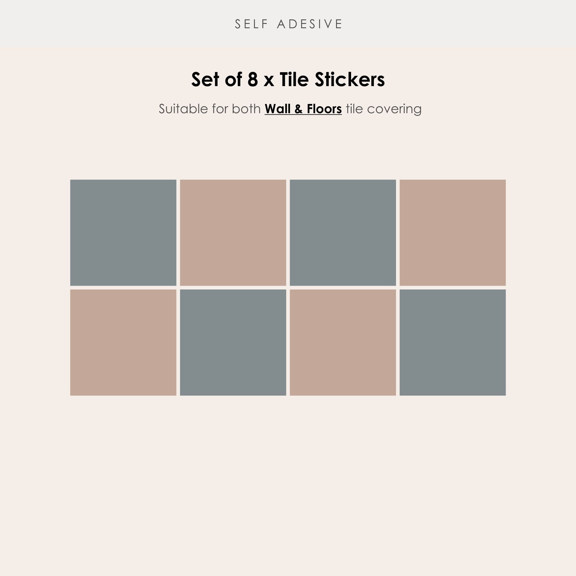 Checkerboard Tile Stickers in Chambray and Dust