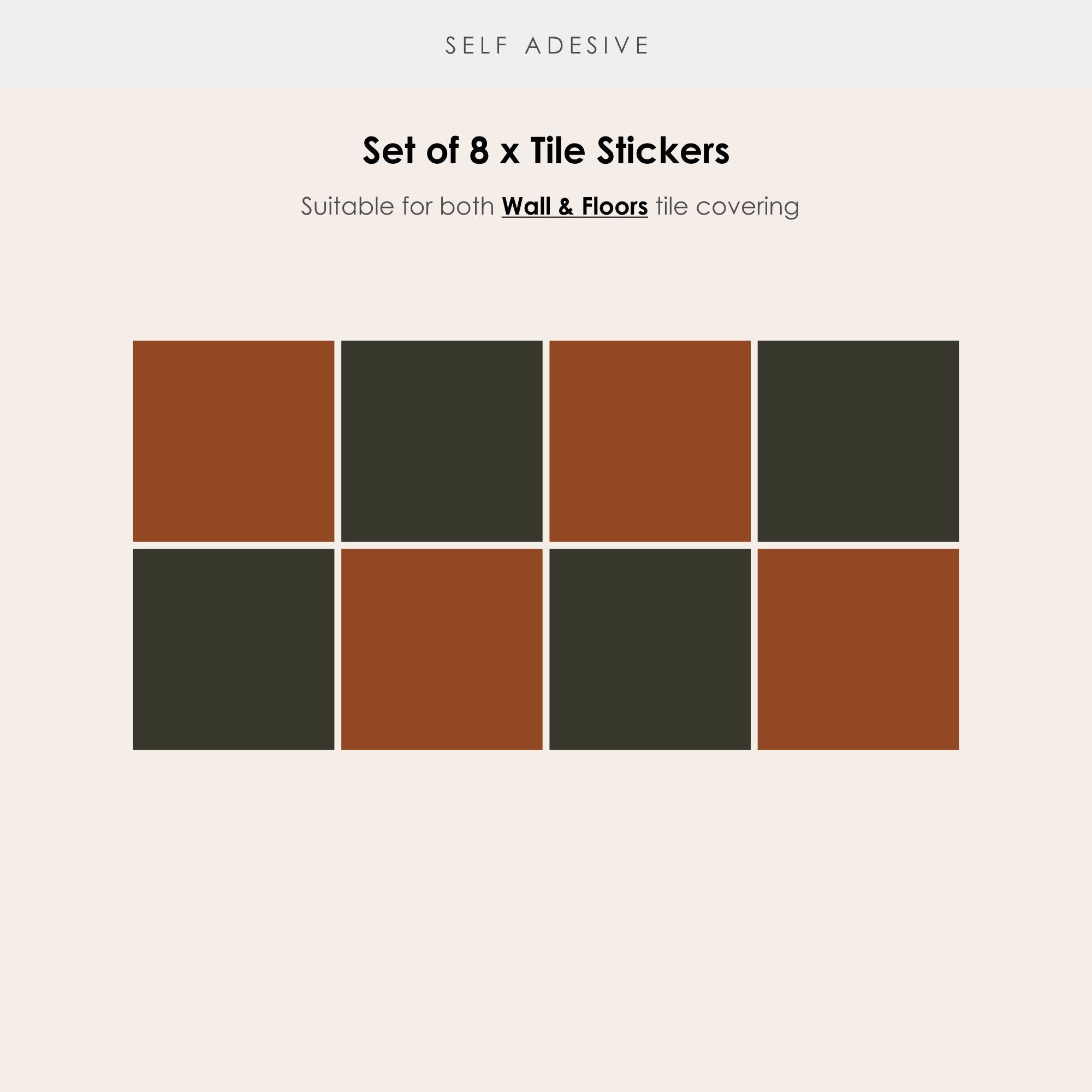 Checkerboard Tile Stickers in Sienna and Charcoal