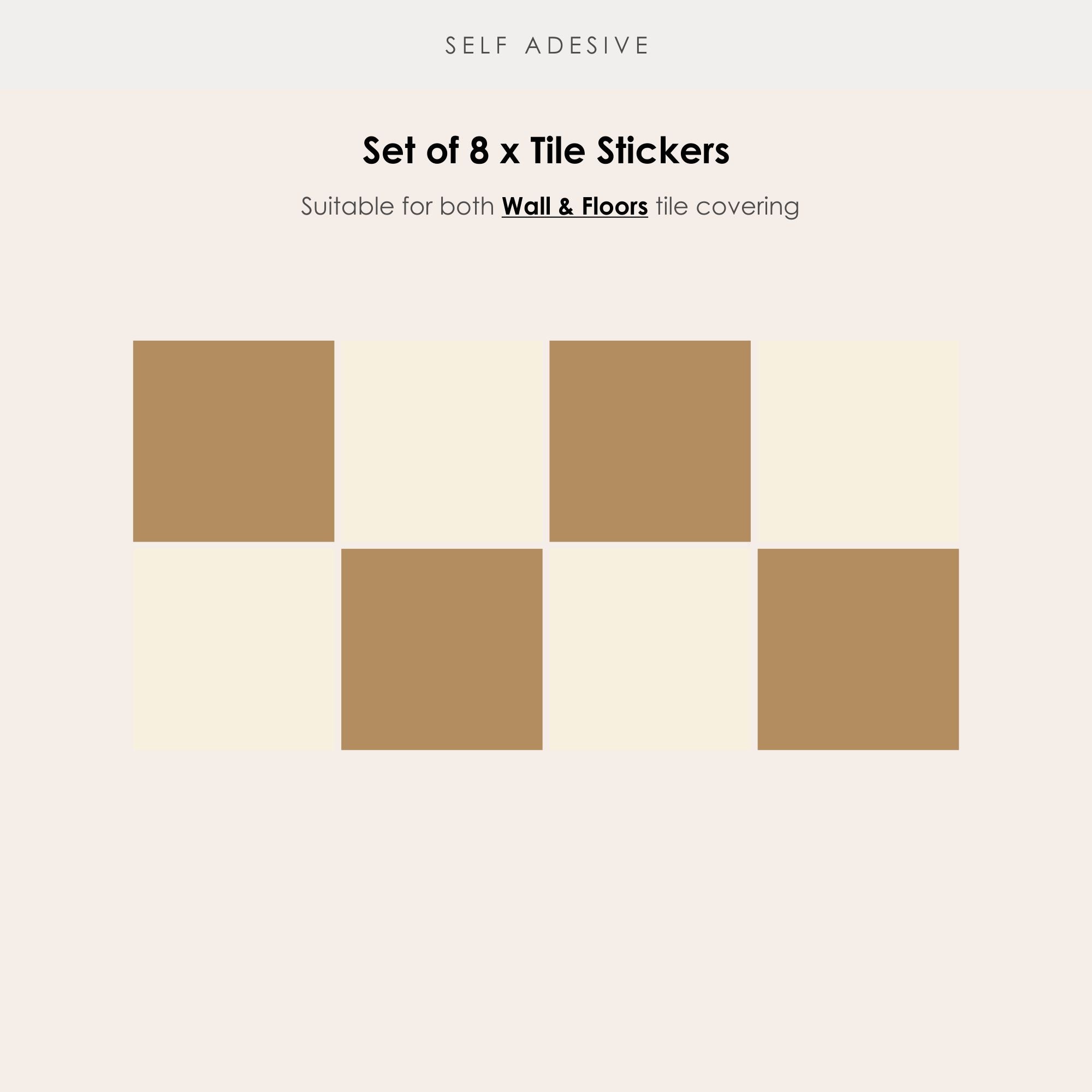 Checkerboard Tile Stickers in Bone White and Gold Leaf