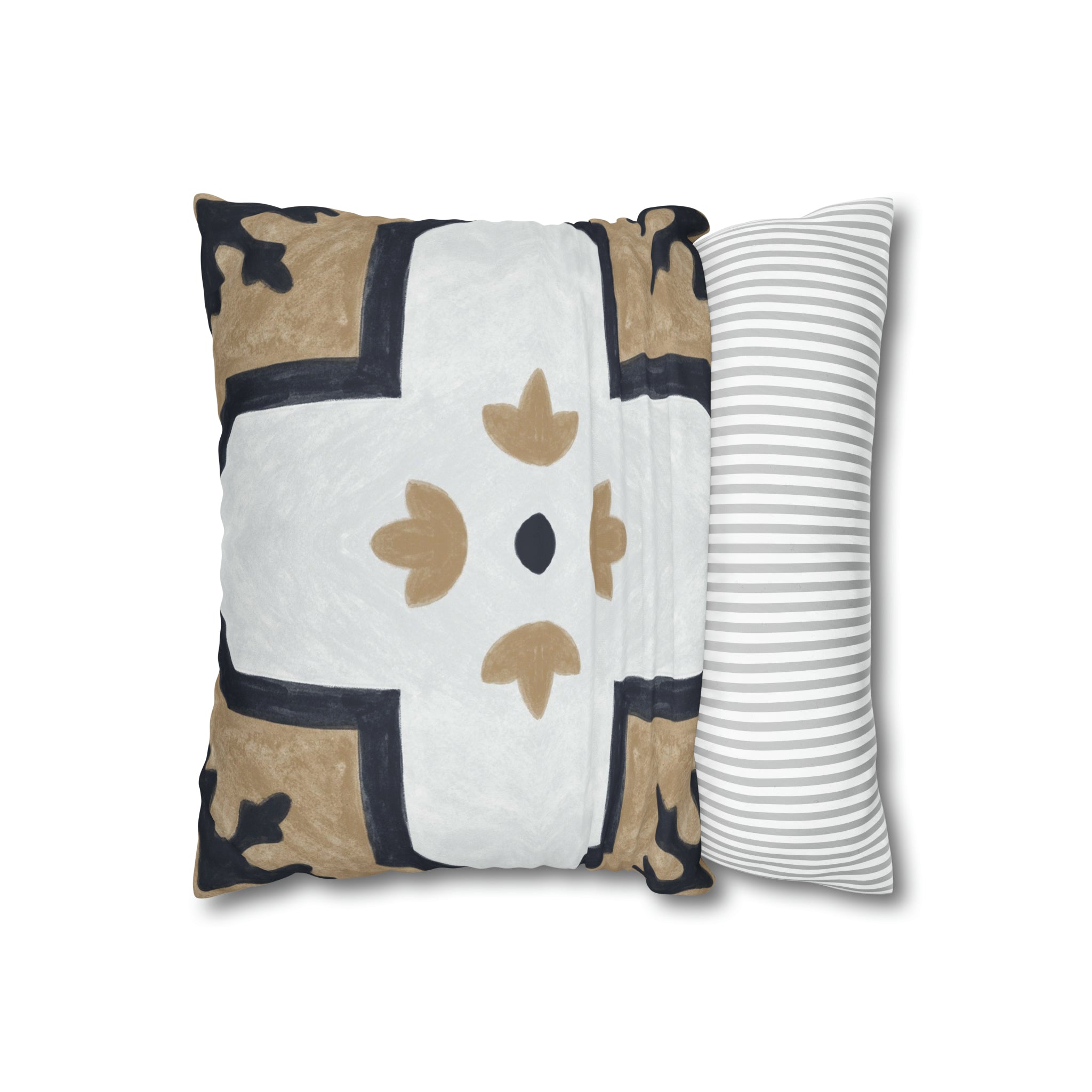 a decorative pillow with a cross on it