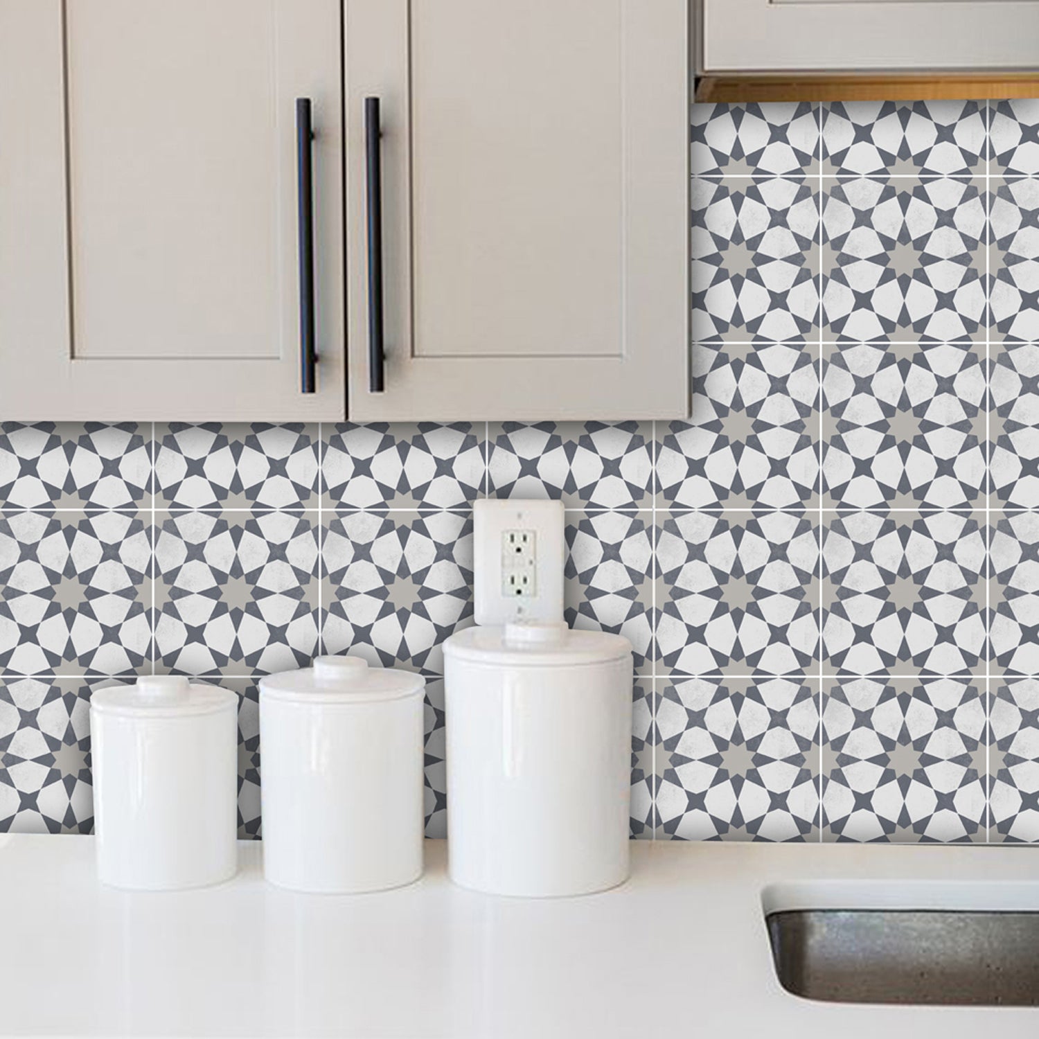 PROMO! Agadir in Grey Vinyl Tile Sticker - 12 pcs pack in 10 cm