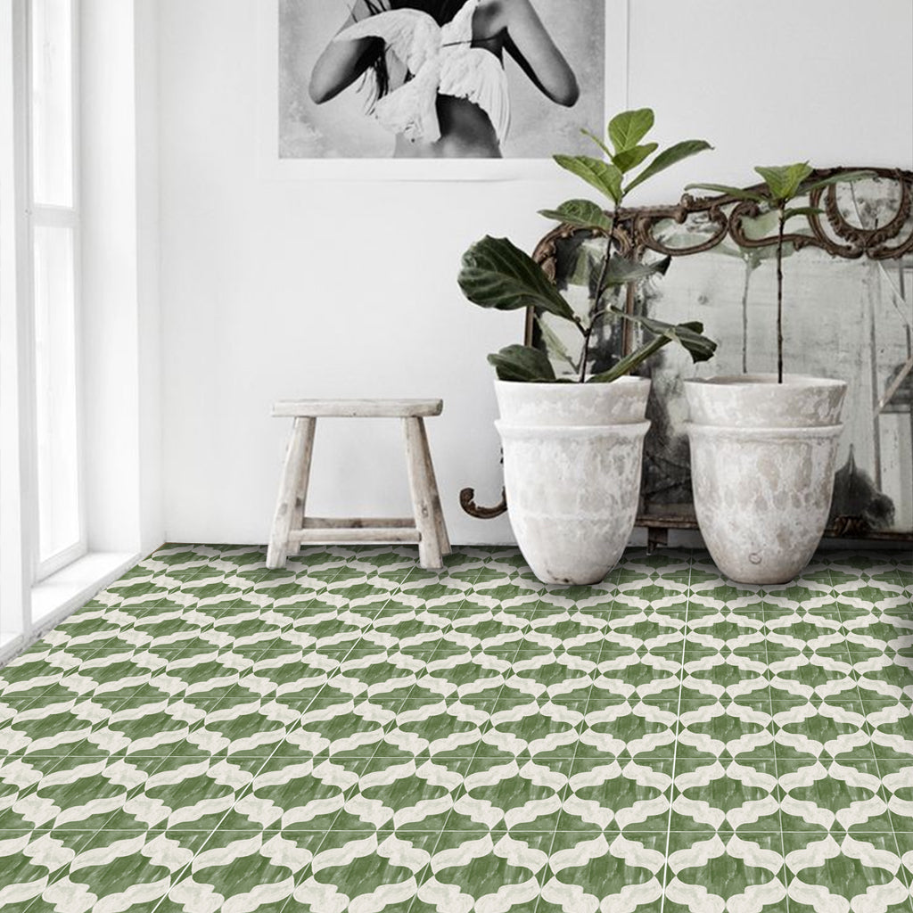 Arabesque in Green Vinyl Tile Sticker