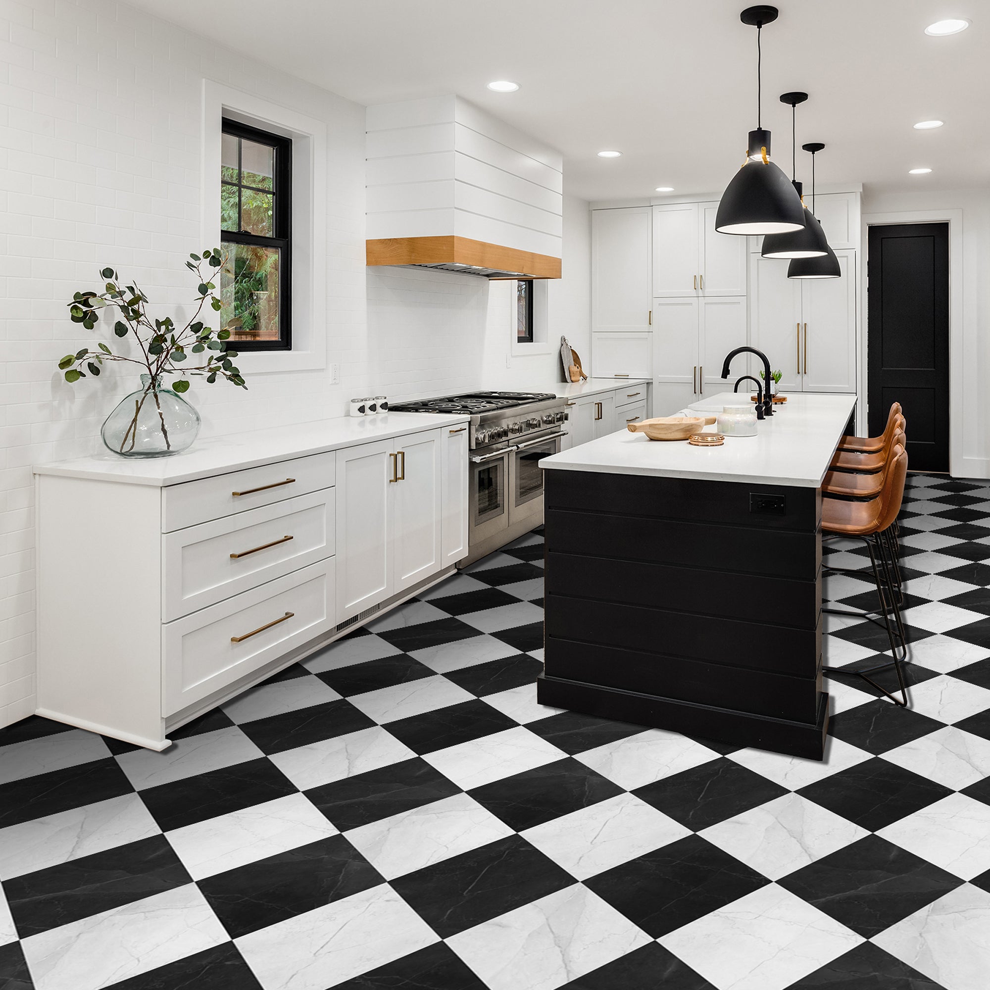 Tile Collection Luxury Vinyl Flooring in Abstract Black White