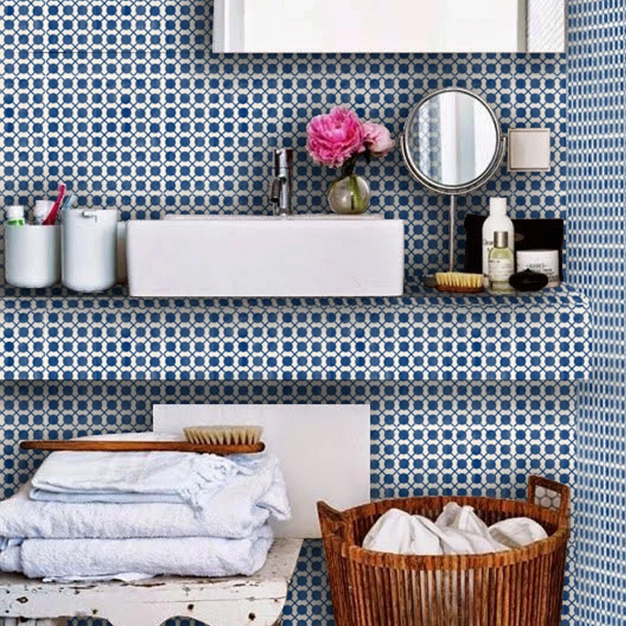 Dot to Dot in Indigo Wallpaper