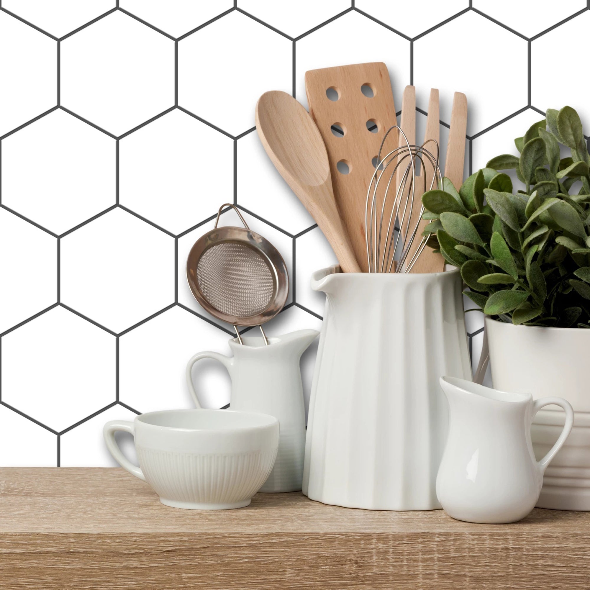 PROMO! Removable Vinyl Wallpaper in Hexa Pure White - 60 x 120 cm panel