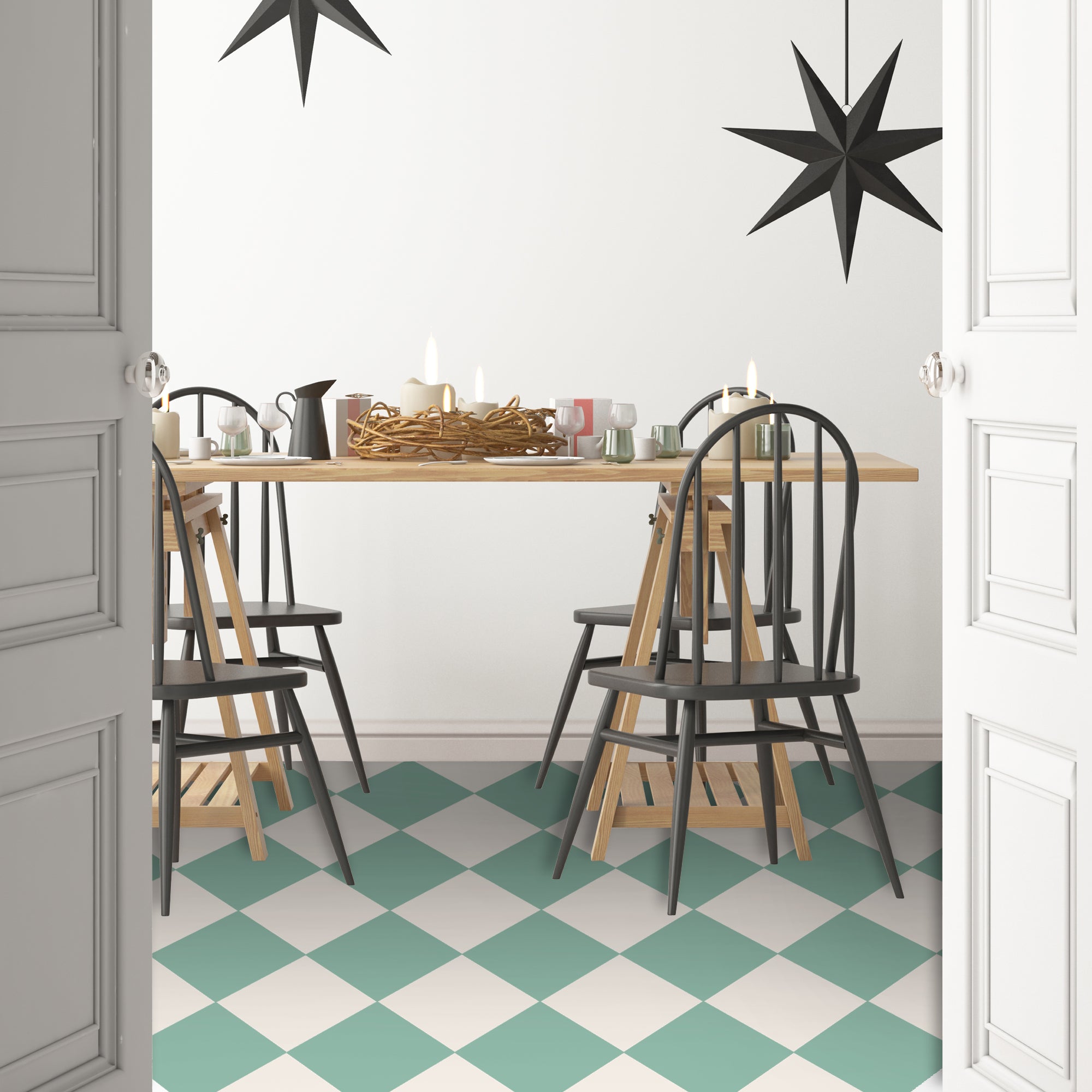 Checkerboard in Lichen Tile Sticker