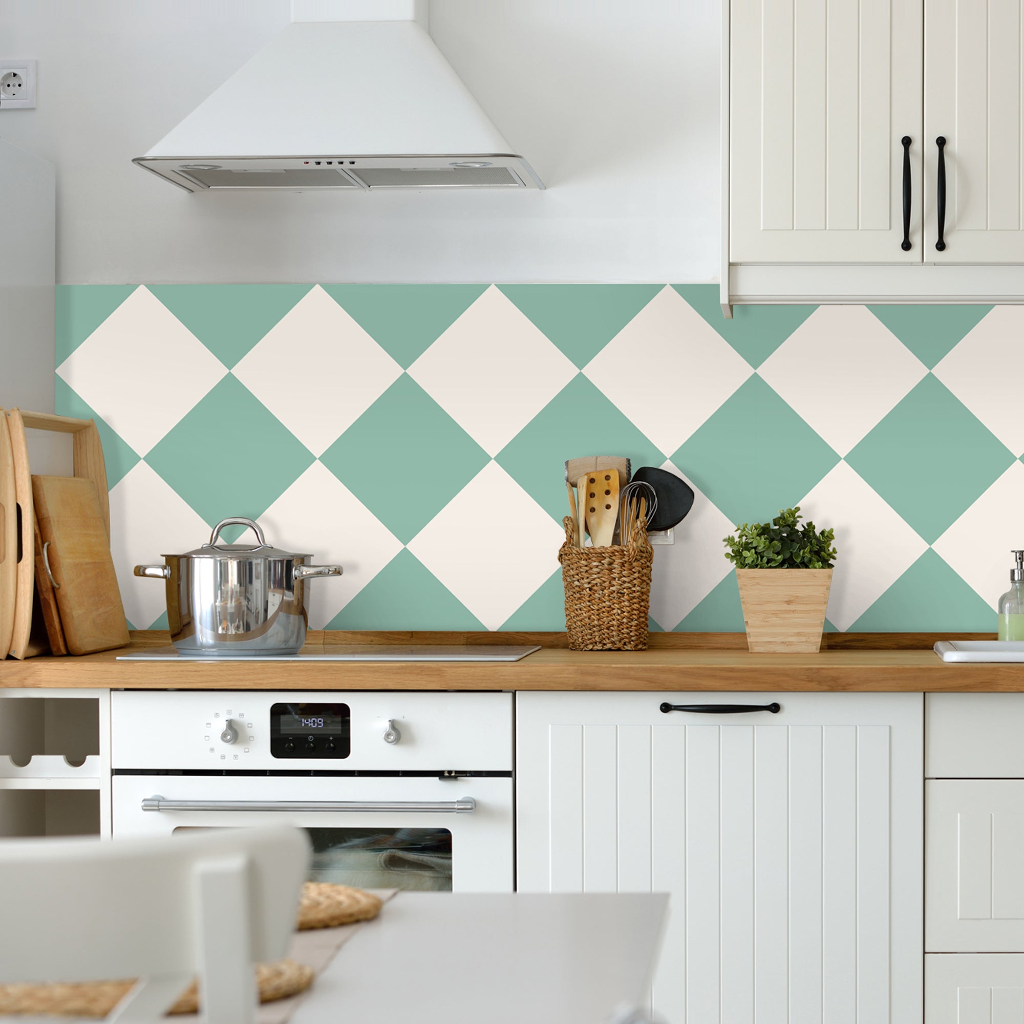Checkerboard in Lichen Tile Sticker