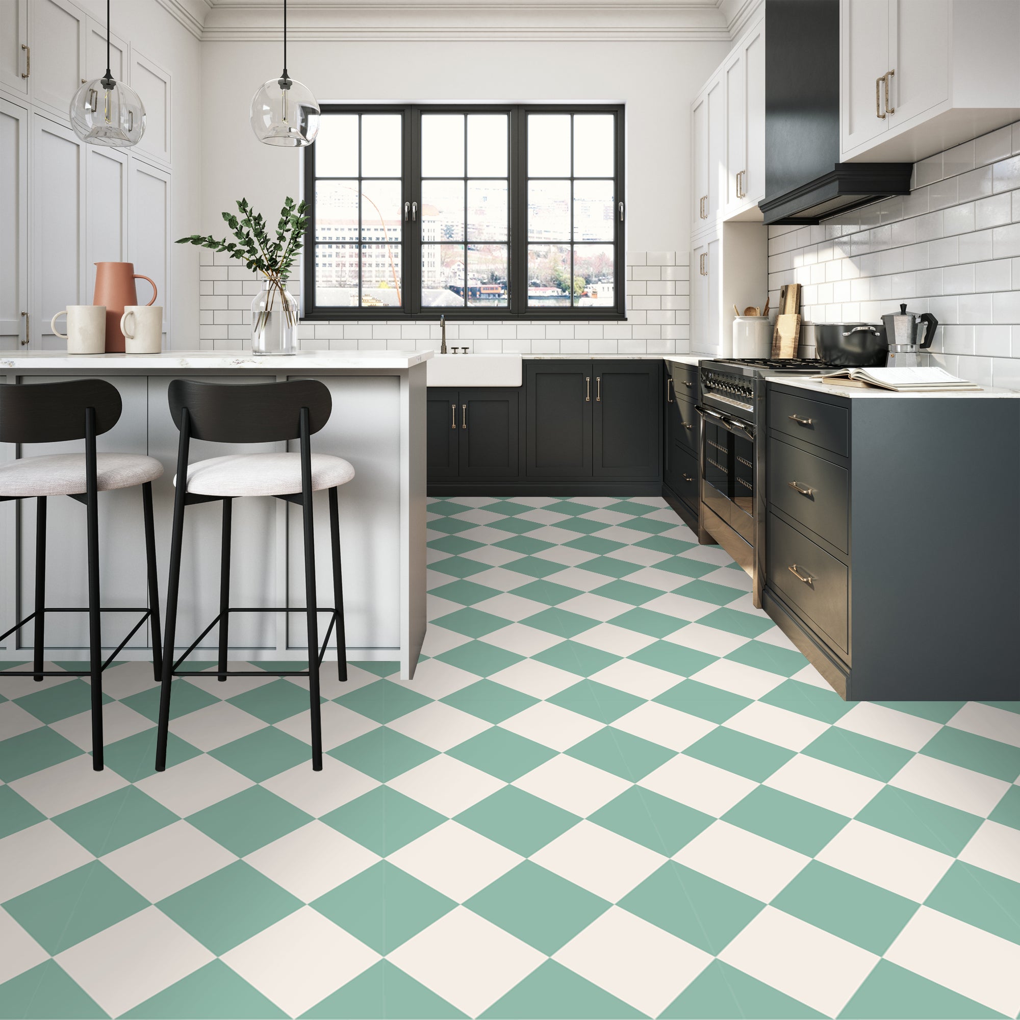 Checkerboard in Lichen Tile Sticker