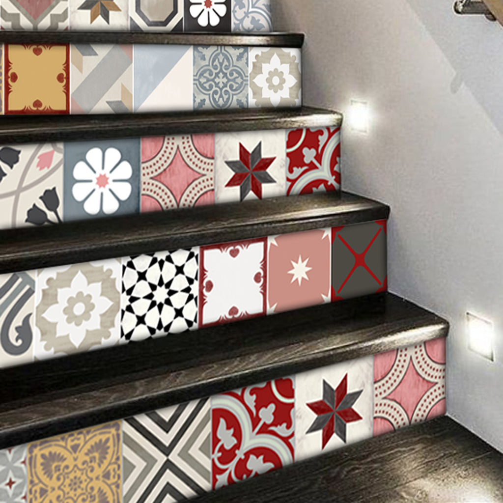 Patchwork Roze Stair Riser Stickers