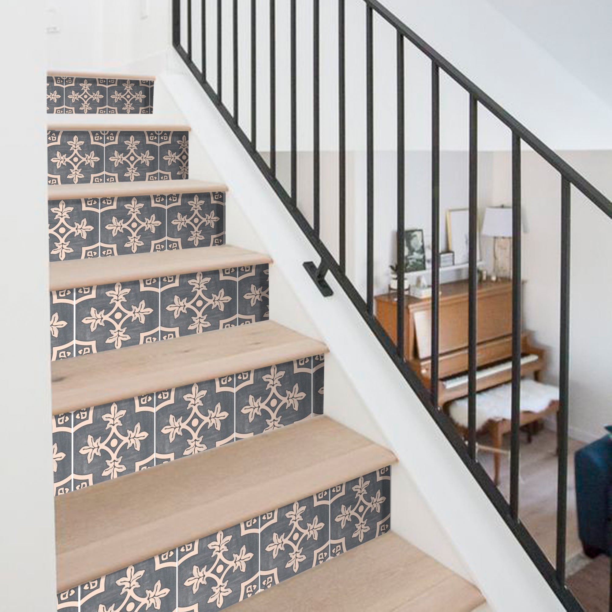 Custom Palma Fonte Grey Stair Riser Stickers - for Monica
