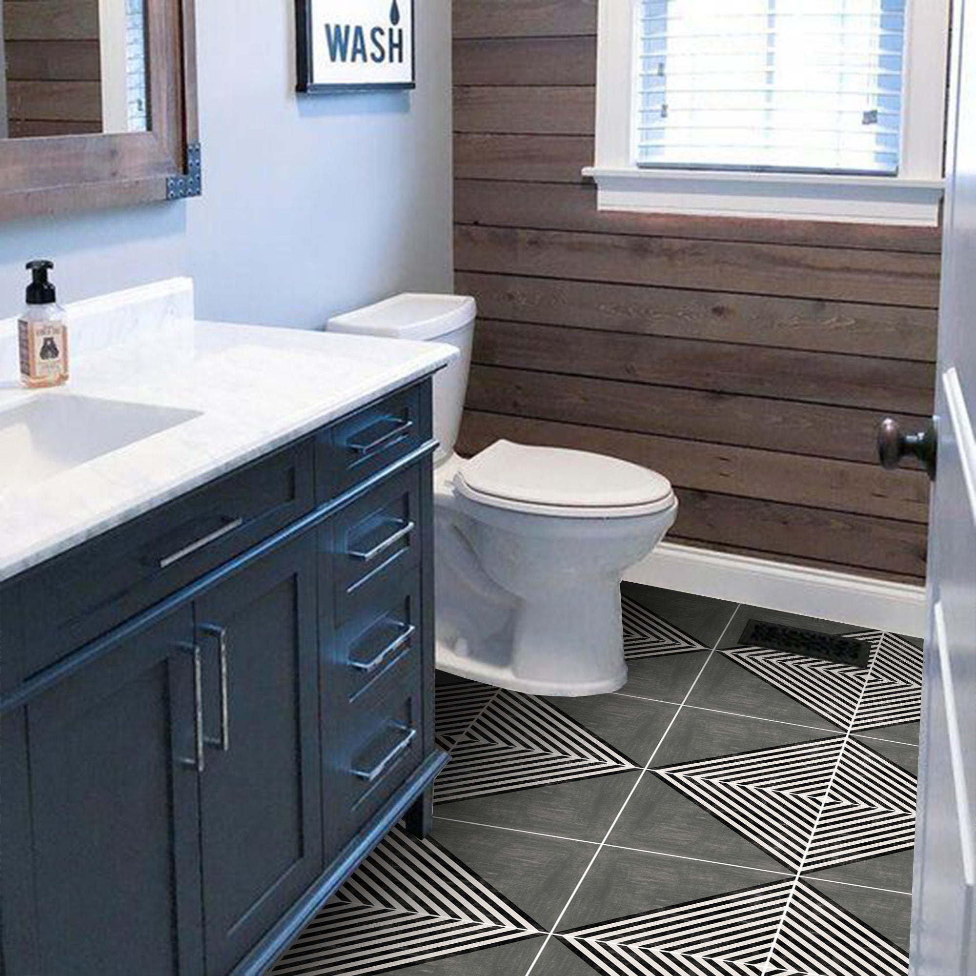 Piazza in Black Vinyl Tile Sticker