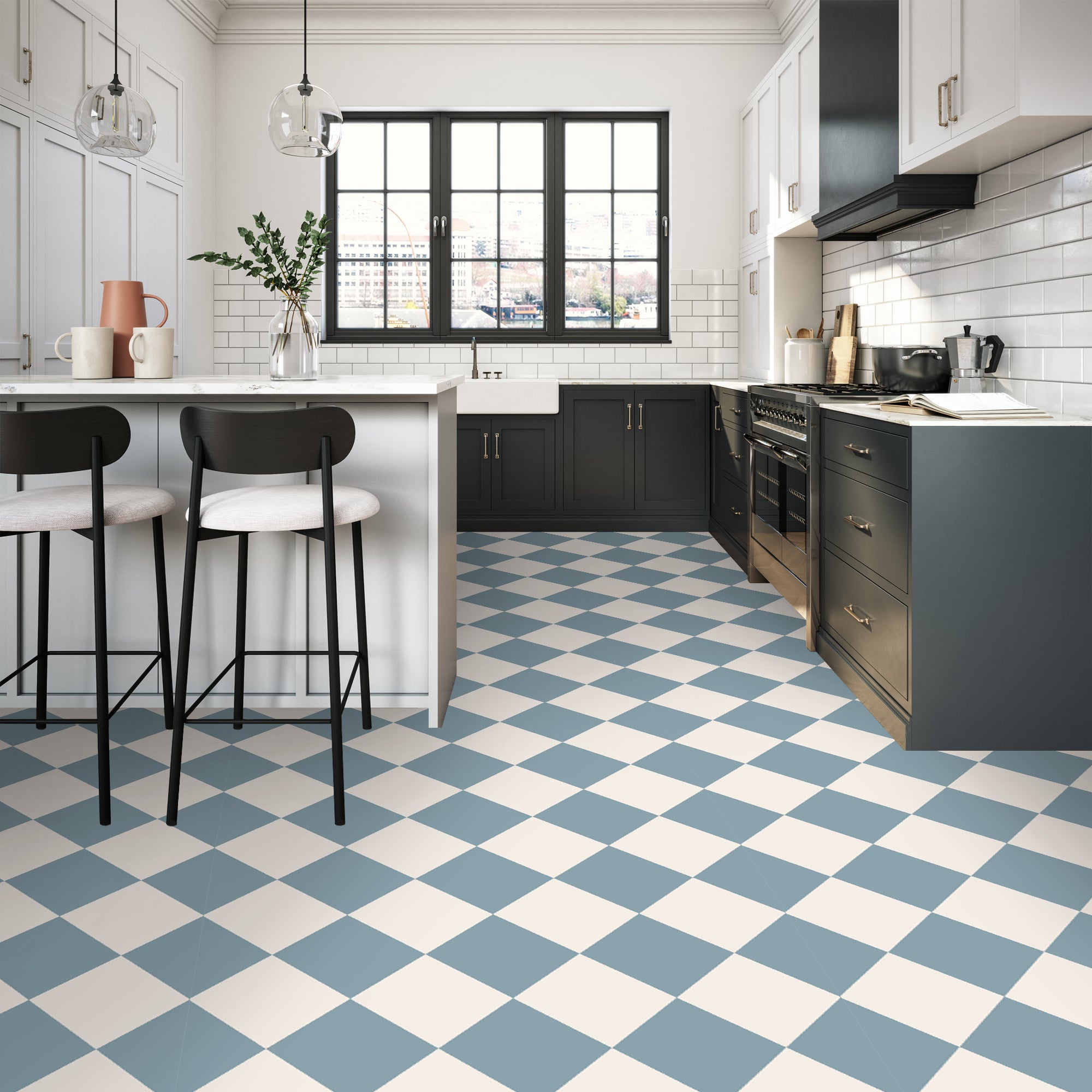 Checkerboard in Powder Blue Tile Sticker