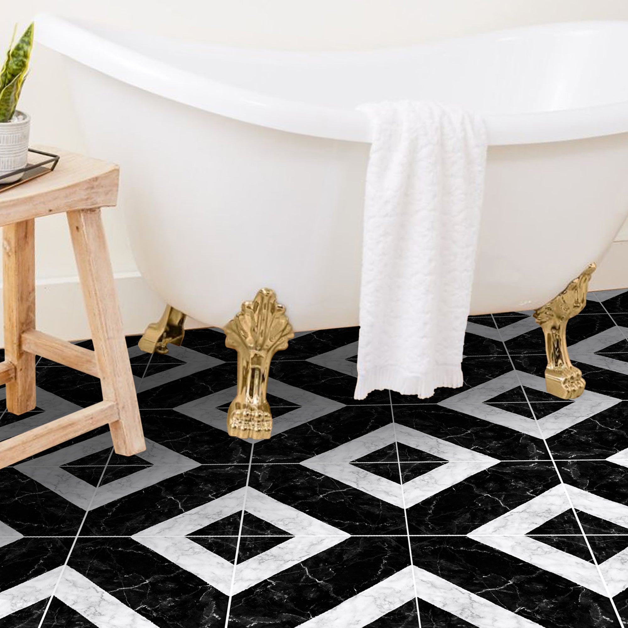Salon in Black Marble Vinyl Tile Sticker