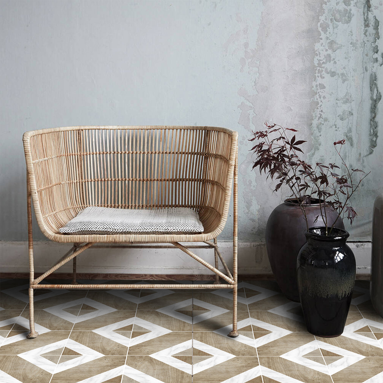 Salon in Wood Vinyl Tile Sticker