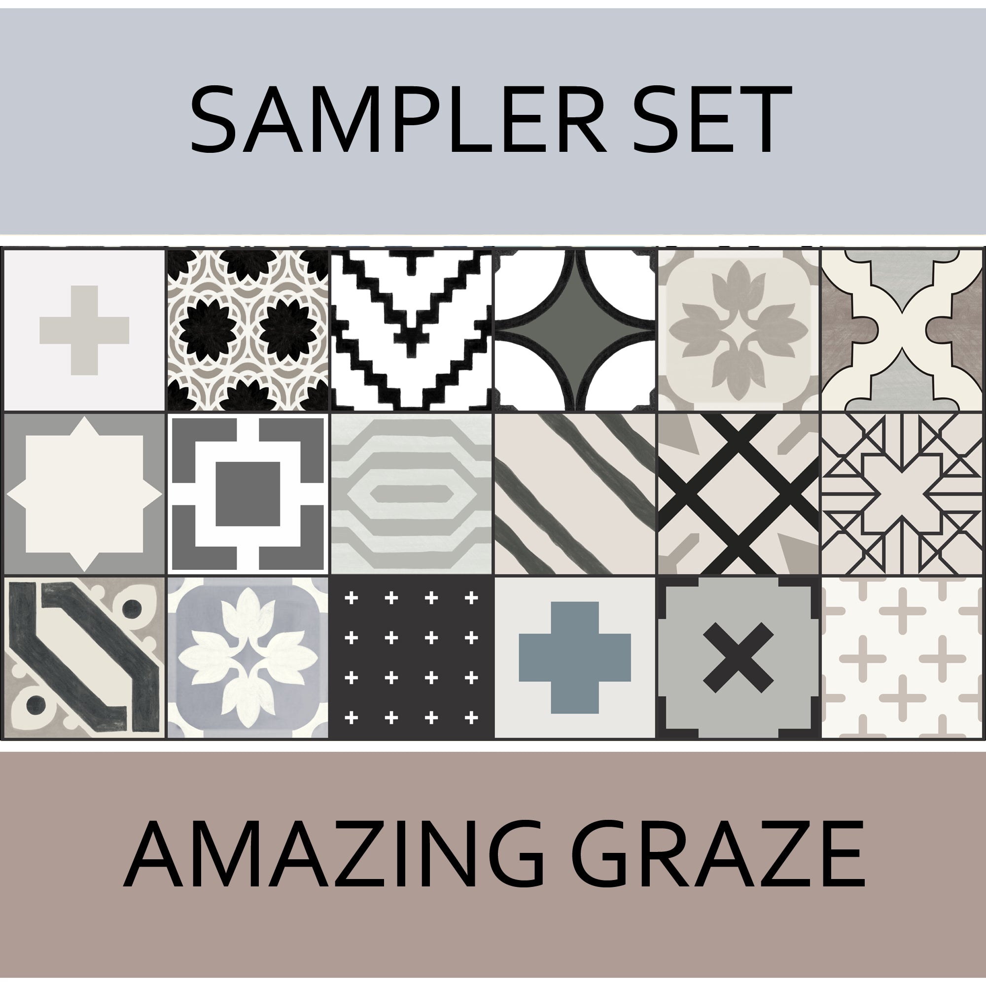 Quadrostyle 18 Amazing Graze Collection Tile Sticker Sampler Set inc. Free Shipping