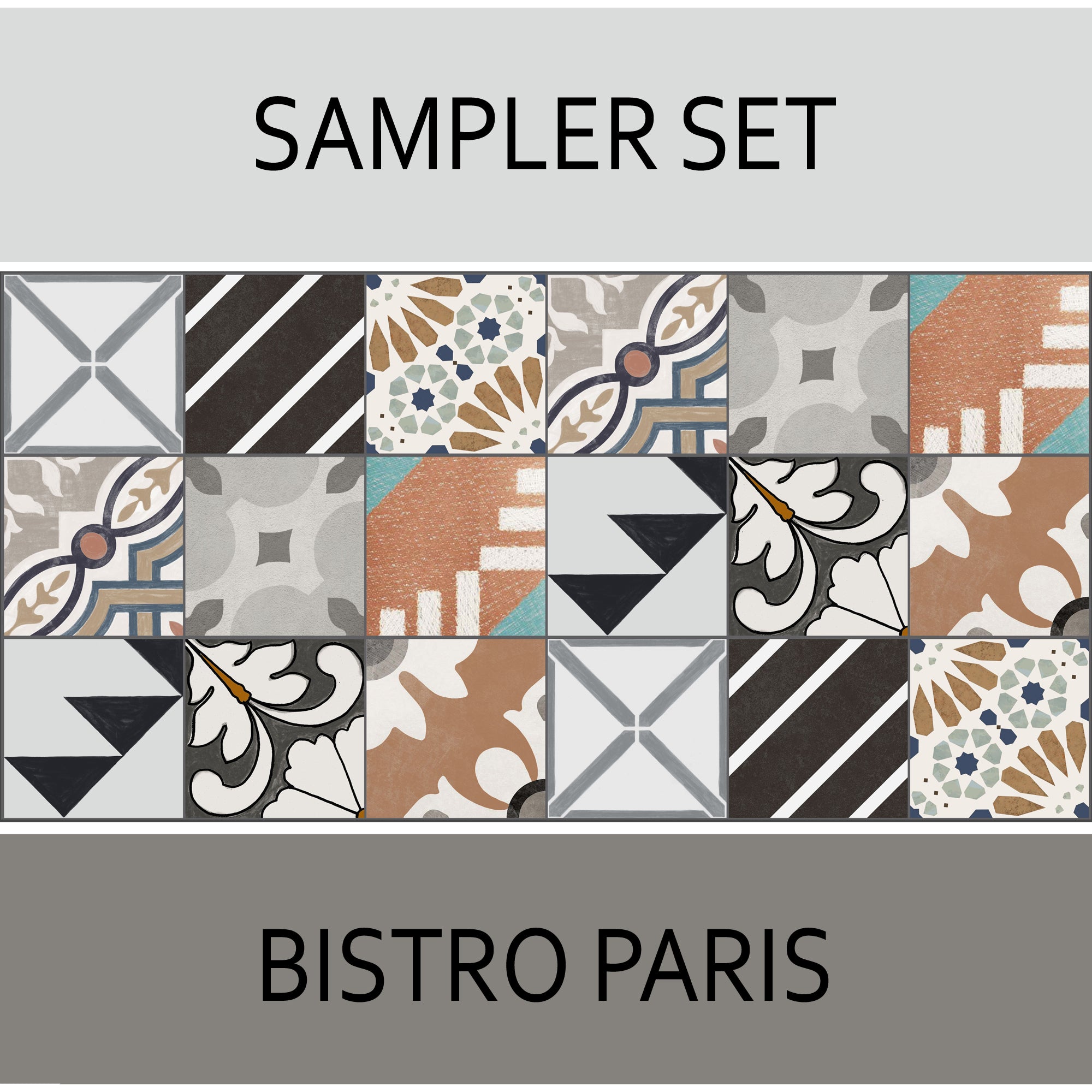 Quadrostyle 18 Bistro Paris Collection Tile Sticker Sampler Set inc. Free Shipping