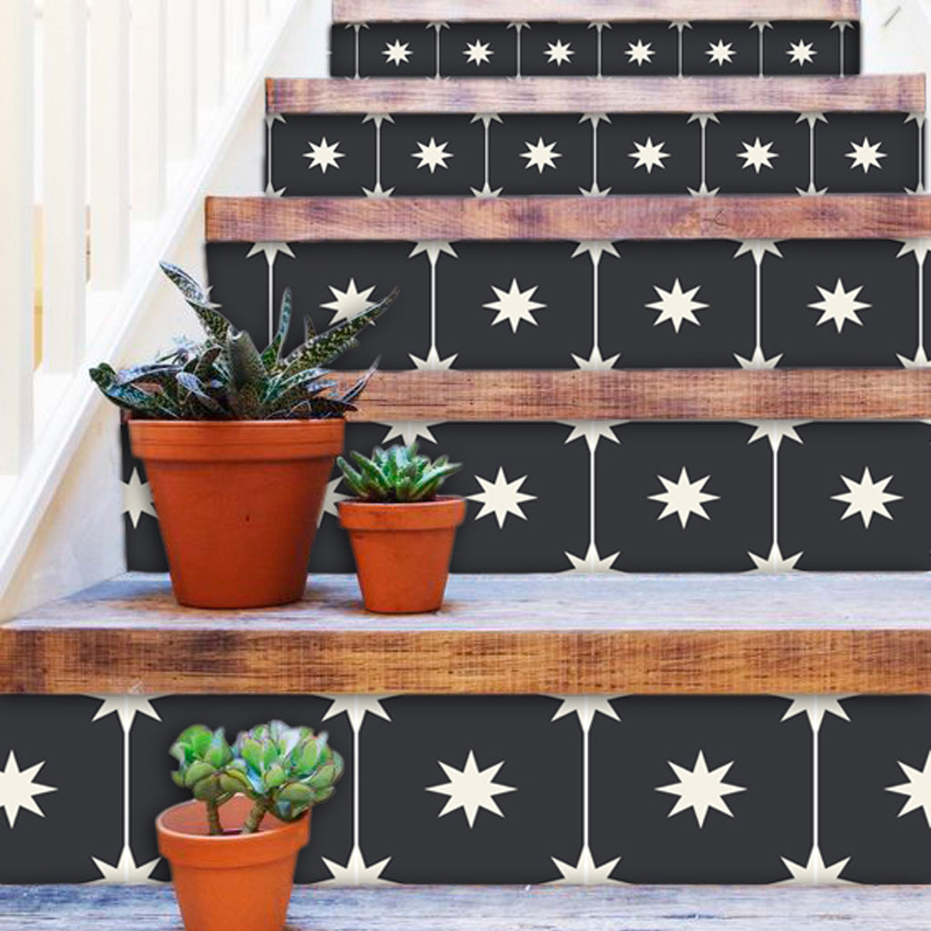 Starry Night in Black Stair Riser Stickers