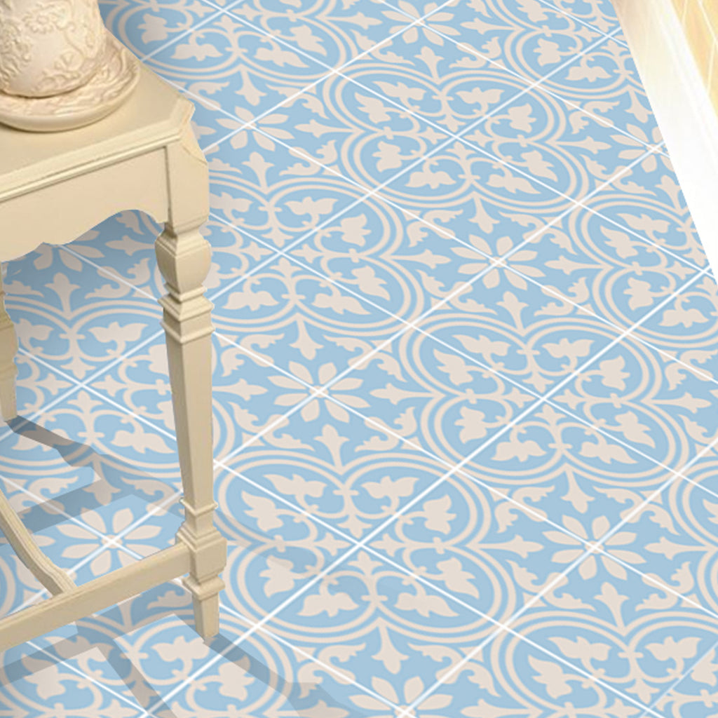 Trefle in Vista Blue Vinyl Tile Sticker
