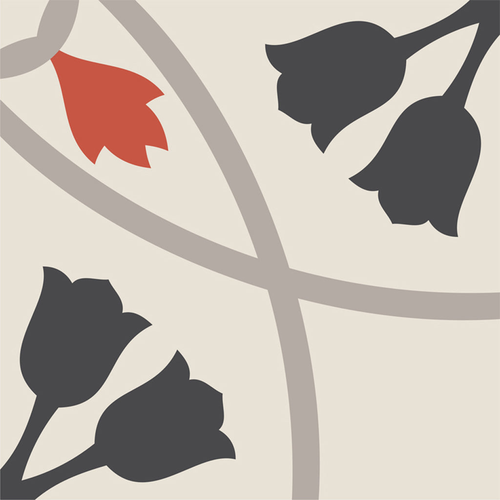 PROMO! Tulipano Vinyl Tile Sticker Pack in Black & Red - 12 pcs pack in 20 cm size