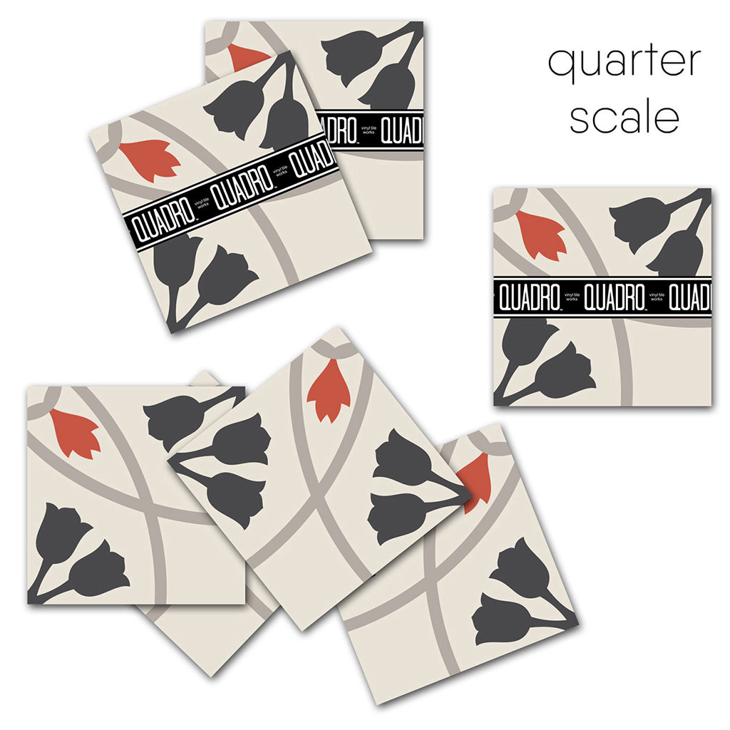 PROMO! Tulipano Vinyl Tile Sticker Pack in Black & Red - 12 pcs pack in 20 cm size