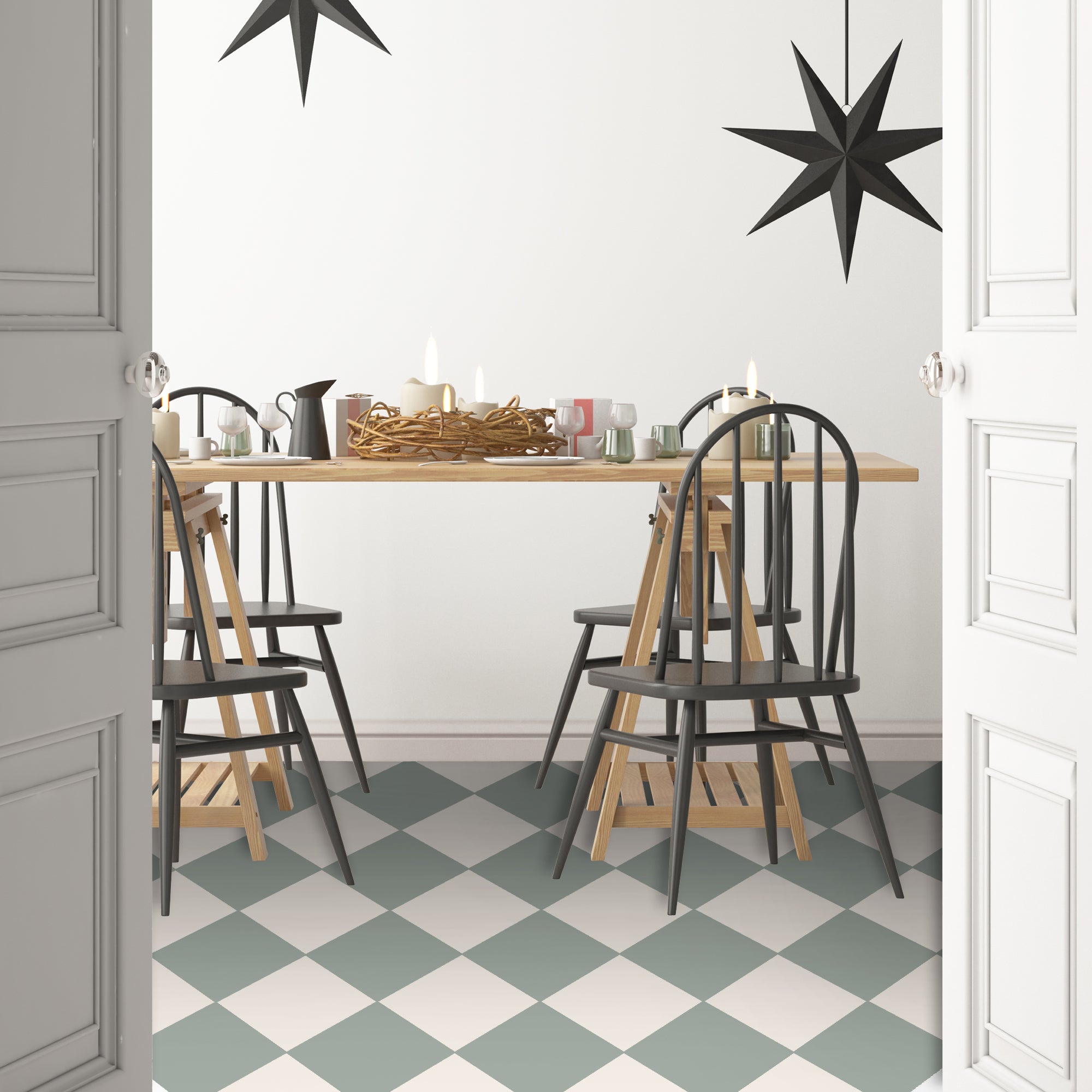 Checkerboard in Sage Tile Sticker