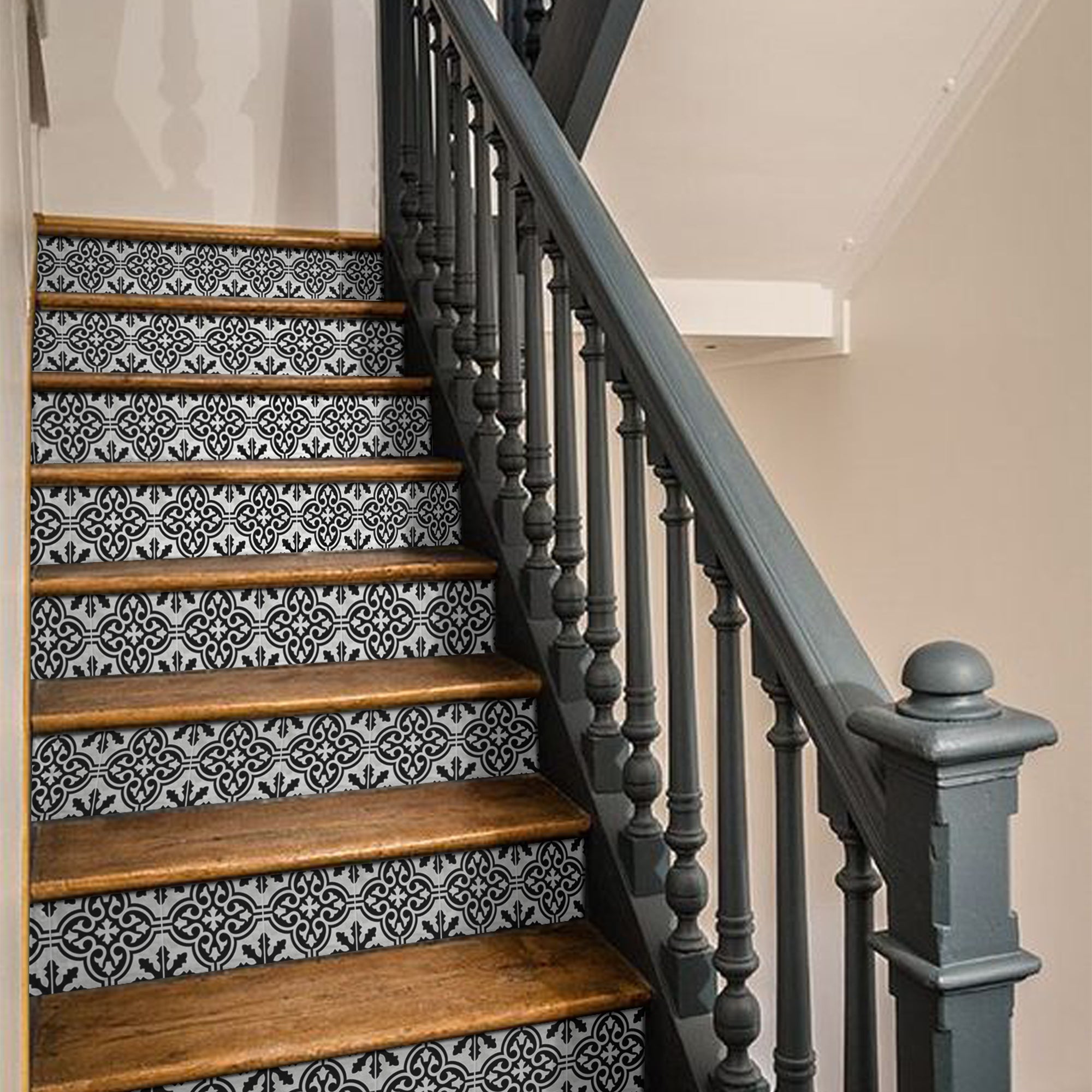 Floc in Black Stair Riser Stickers