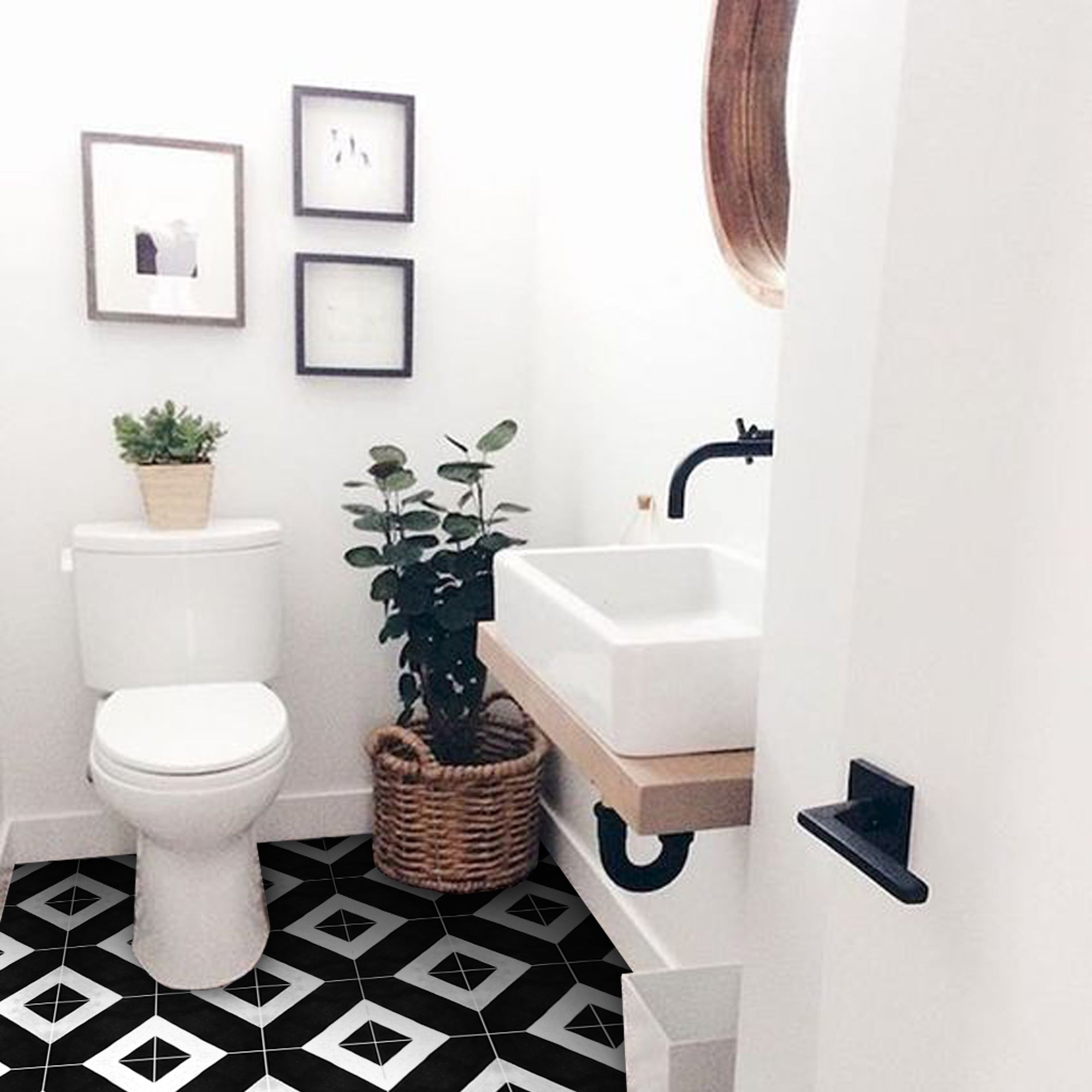 PROMO! Salon in Black Vinyl Tile Sticker - 12 pcs pack in 20 cm