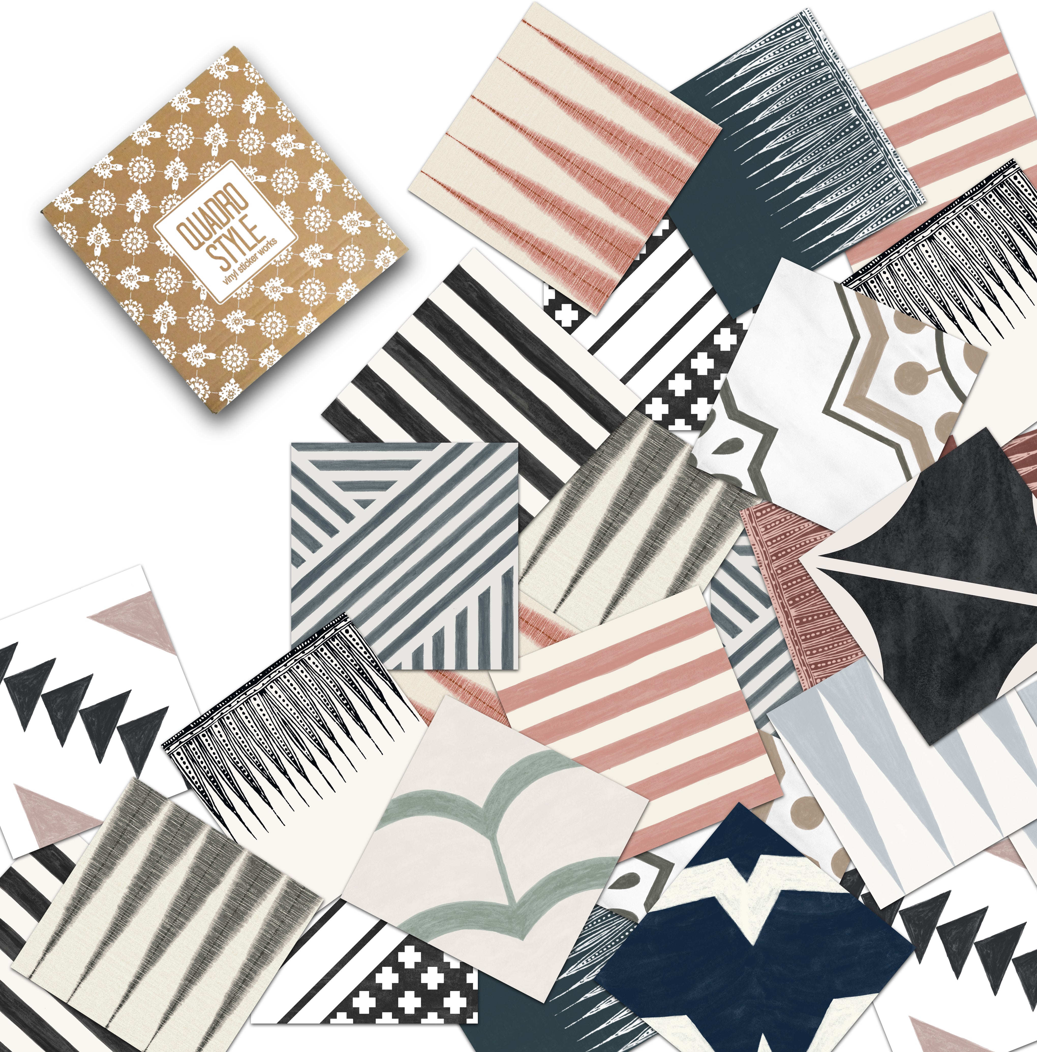 Quadrostyle 18 Japandi Collection Tile Sticker Sampler Set inc. Free Shipping