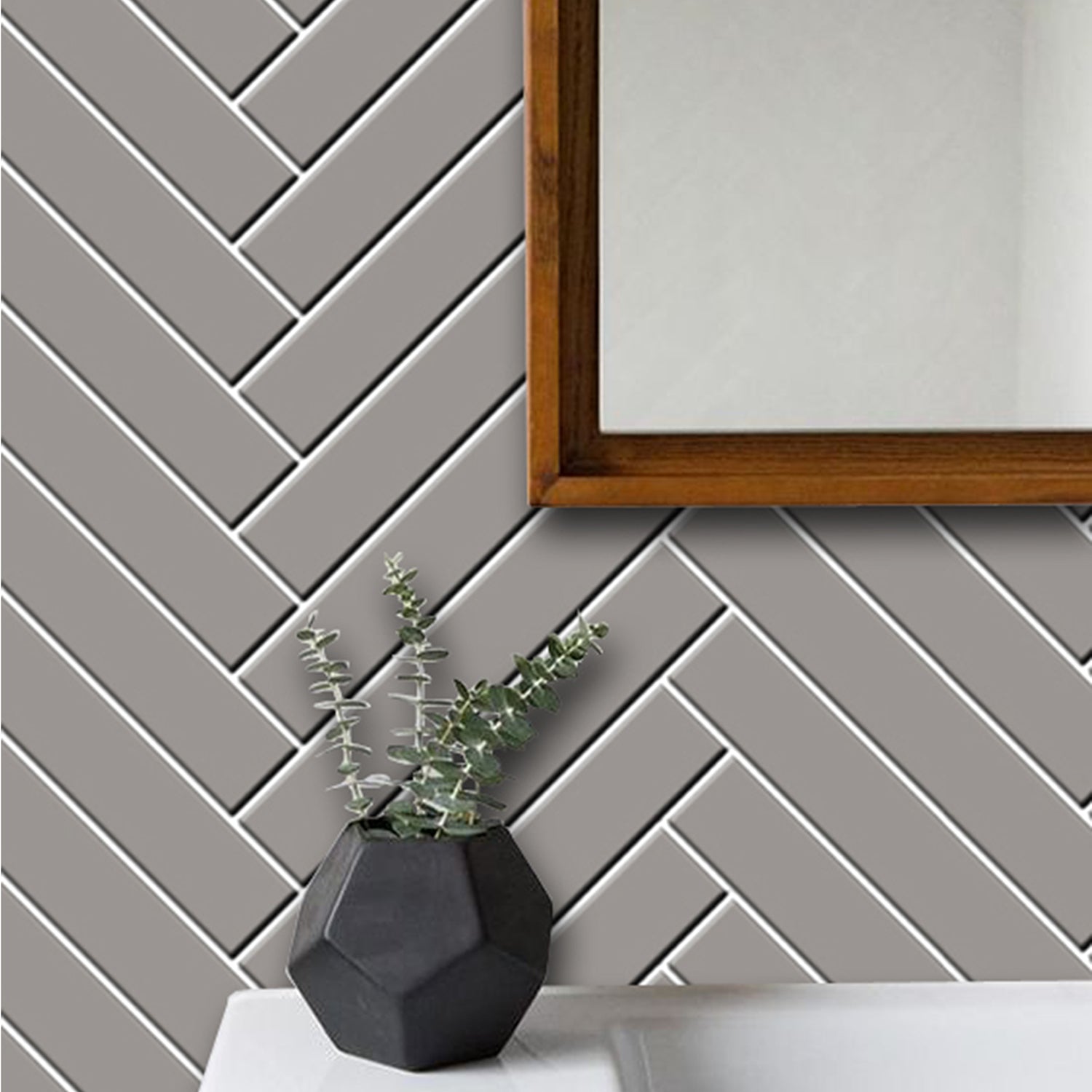 Herringbone in Taupe Grey Wallpaper