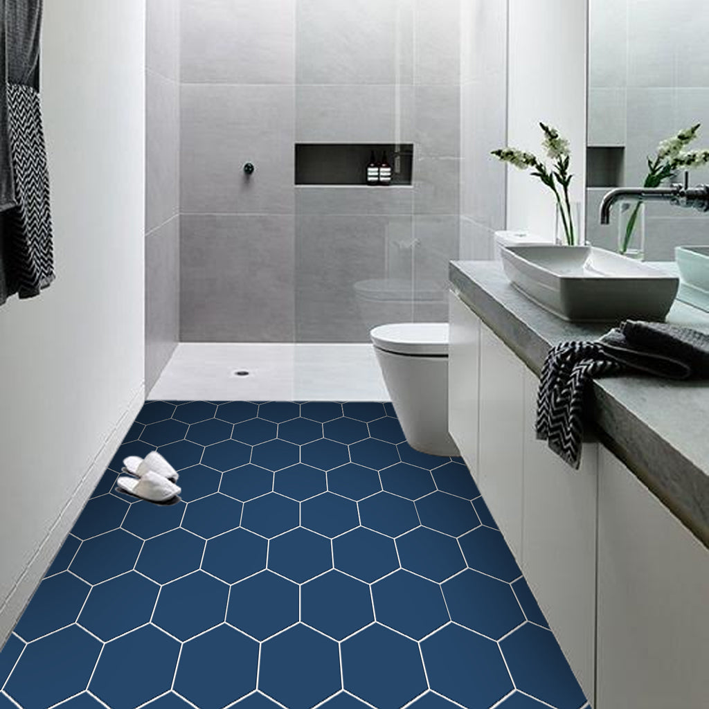 Hexa in Admiral Blue Floor Sticker