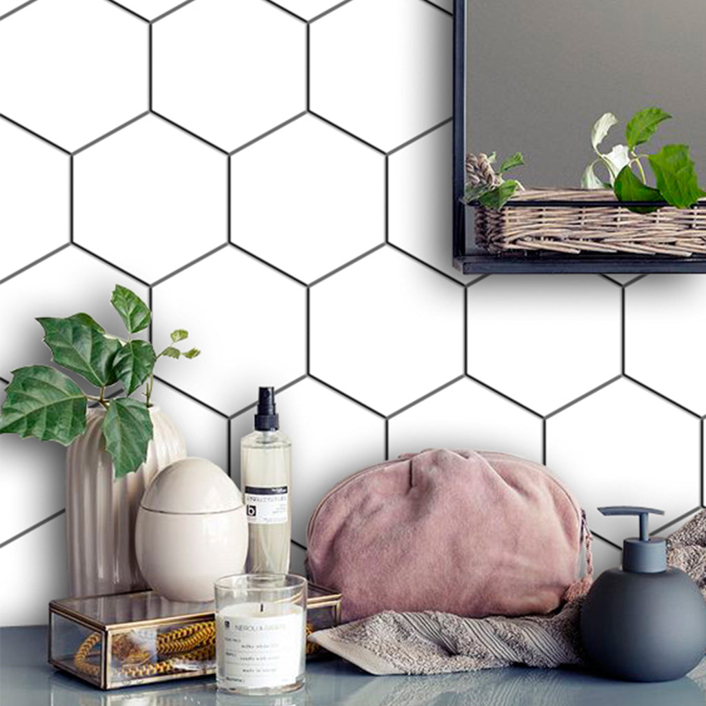 Hexa in Pure White Wallpaper