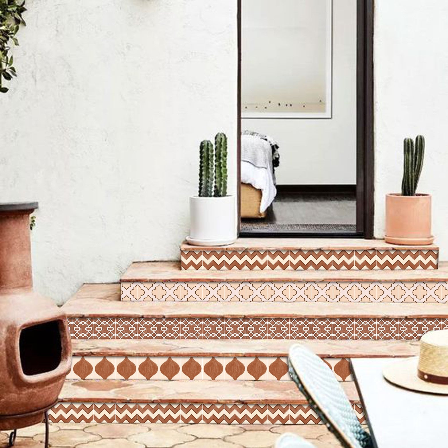 Marrakech Mix Stair Risers in Terracotta