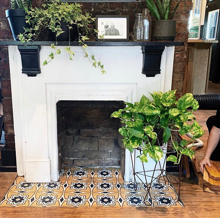 A Fireplace Floor Facelift for Fall