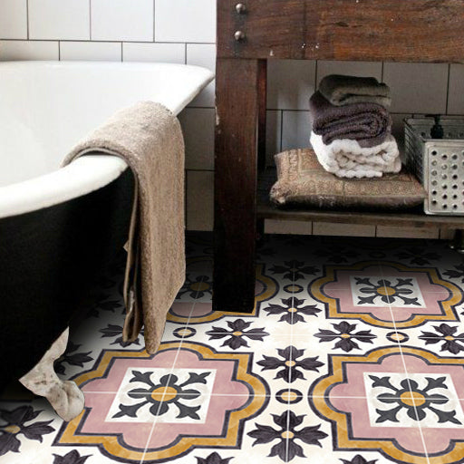 Sick of your bathroom floor? Stick it instead with tile decals