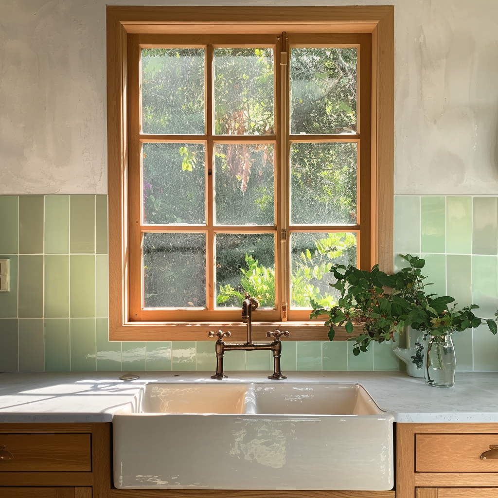 a kitchen with a sink and a window