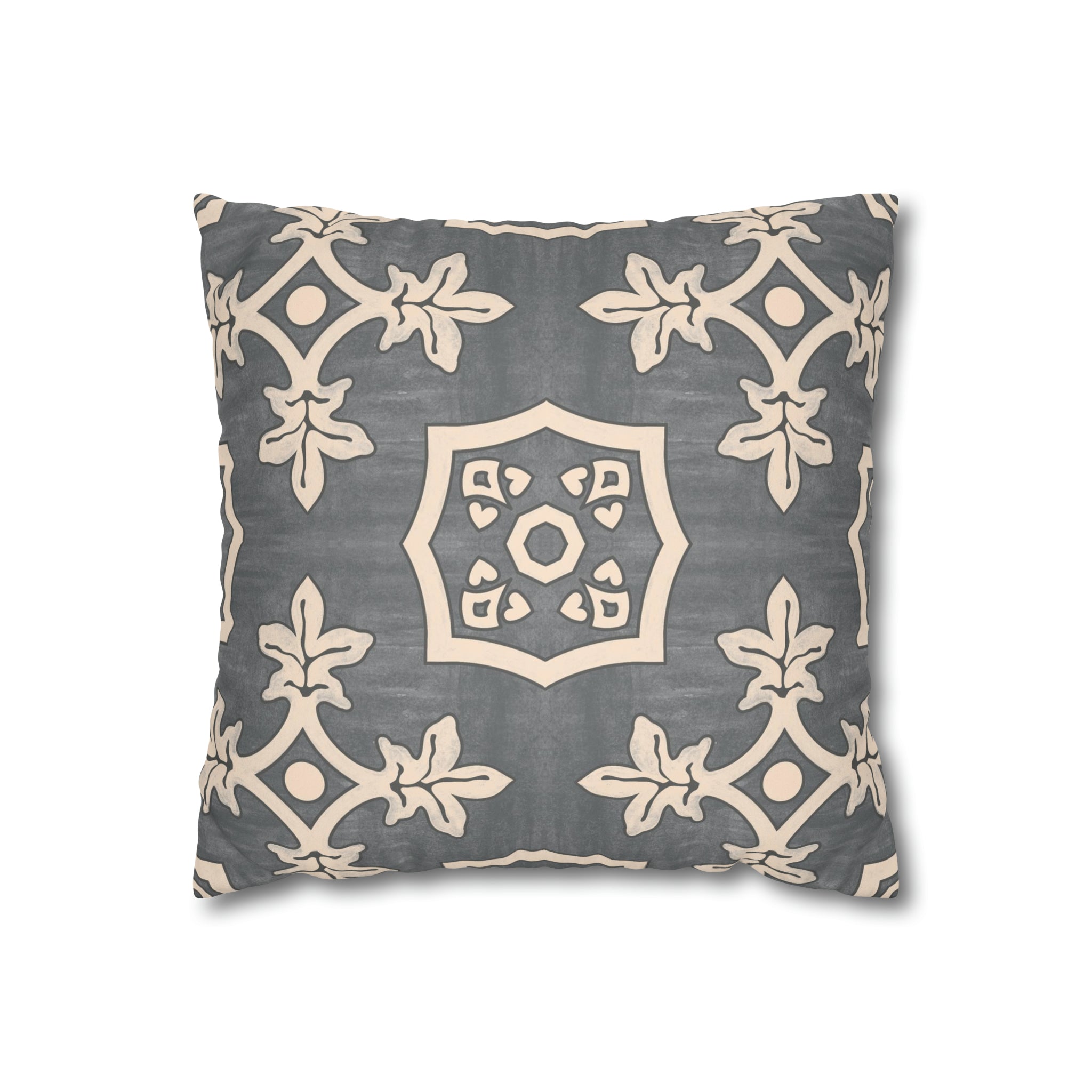 Palma Fonte Grey Microsuede Square Pillow Cover