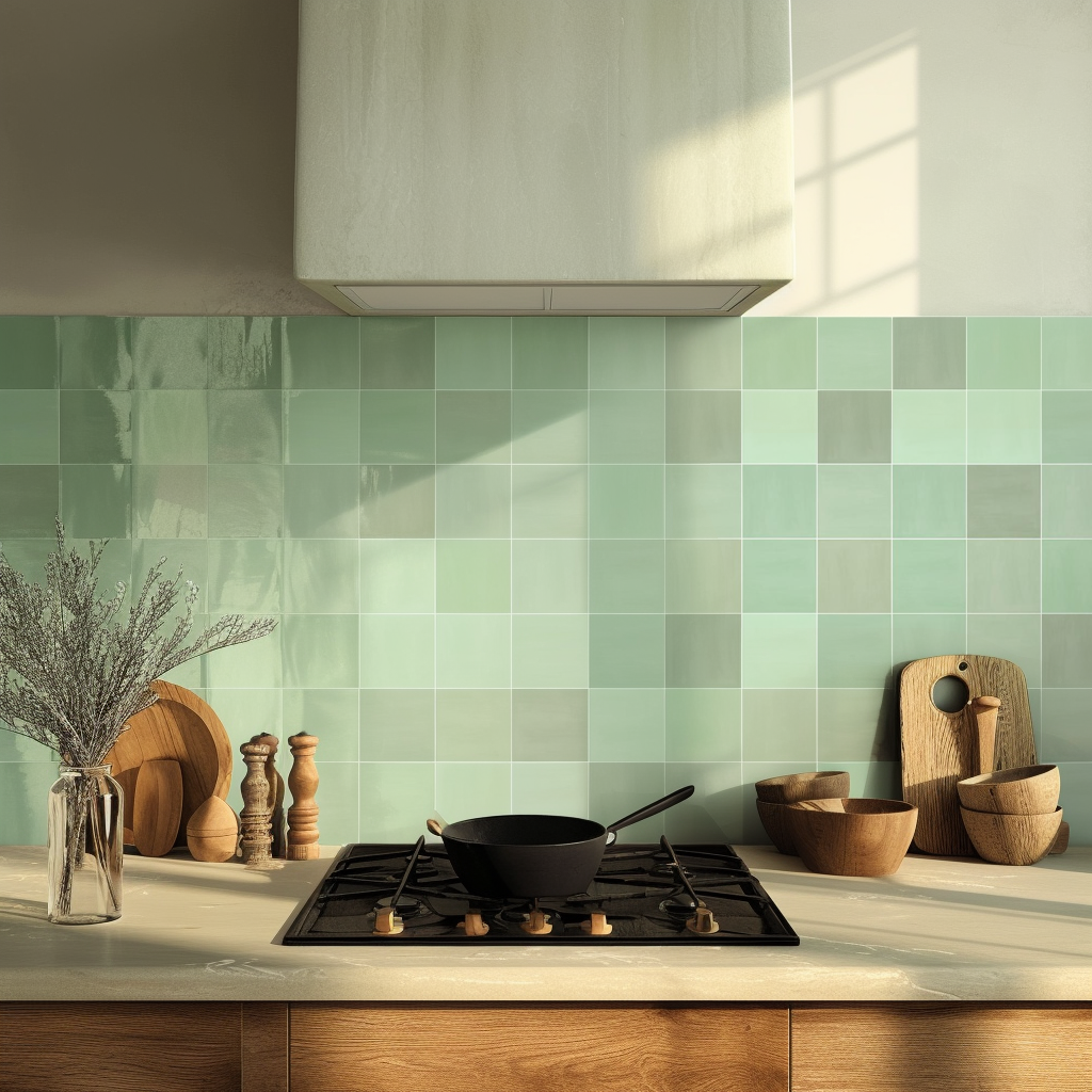 a stove top oven sitting under a window in a kitchen