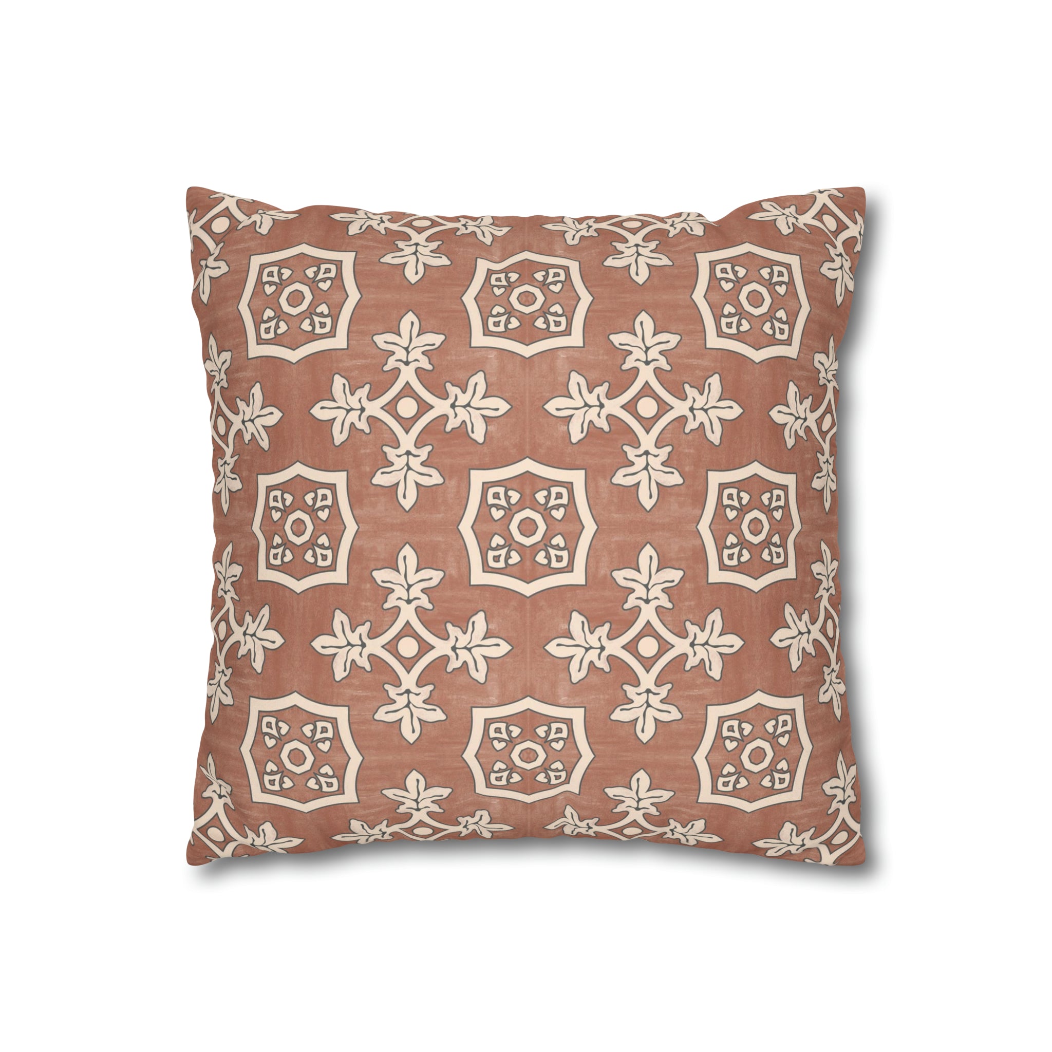 Palma Red Earth Microsuede Square Pillow Cover