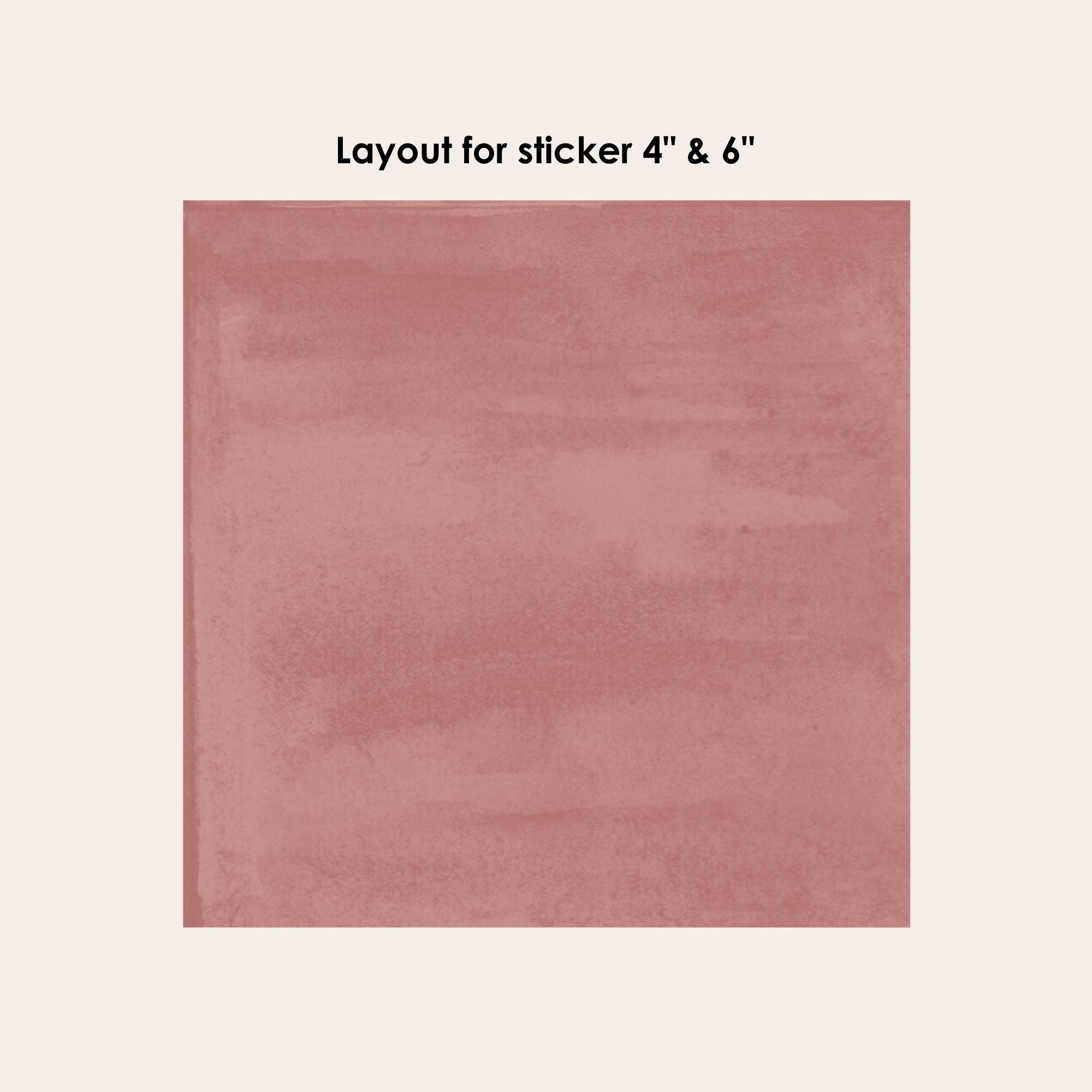 a pink square with the words layout for sticker 4 & 6