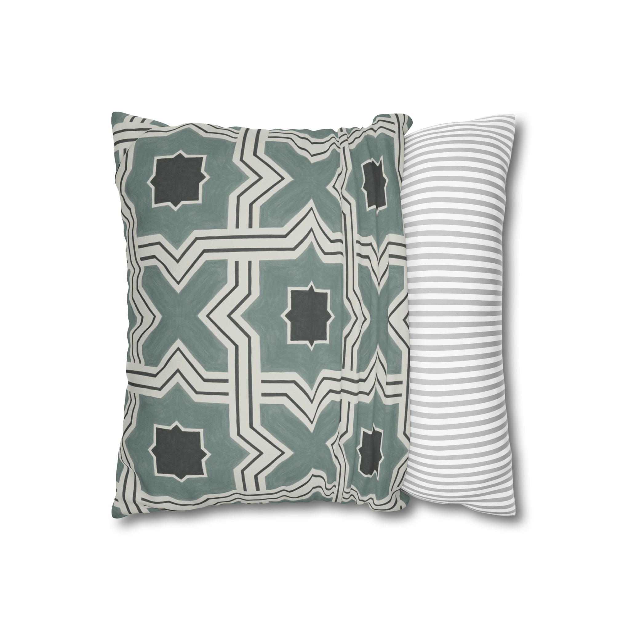 Lattice Grey Microsuede Square Pillow Cover