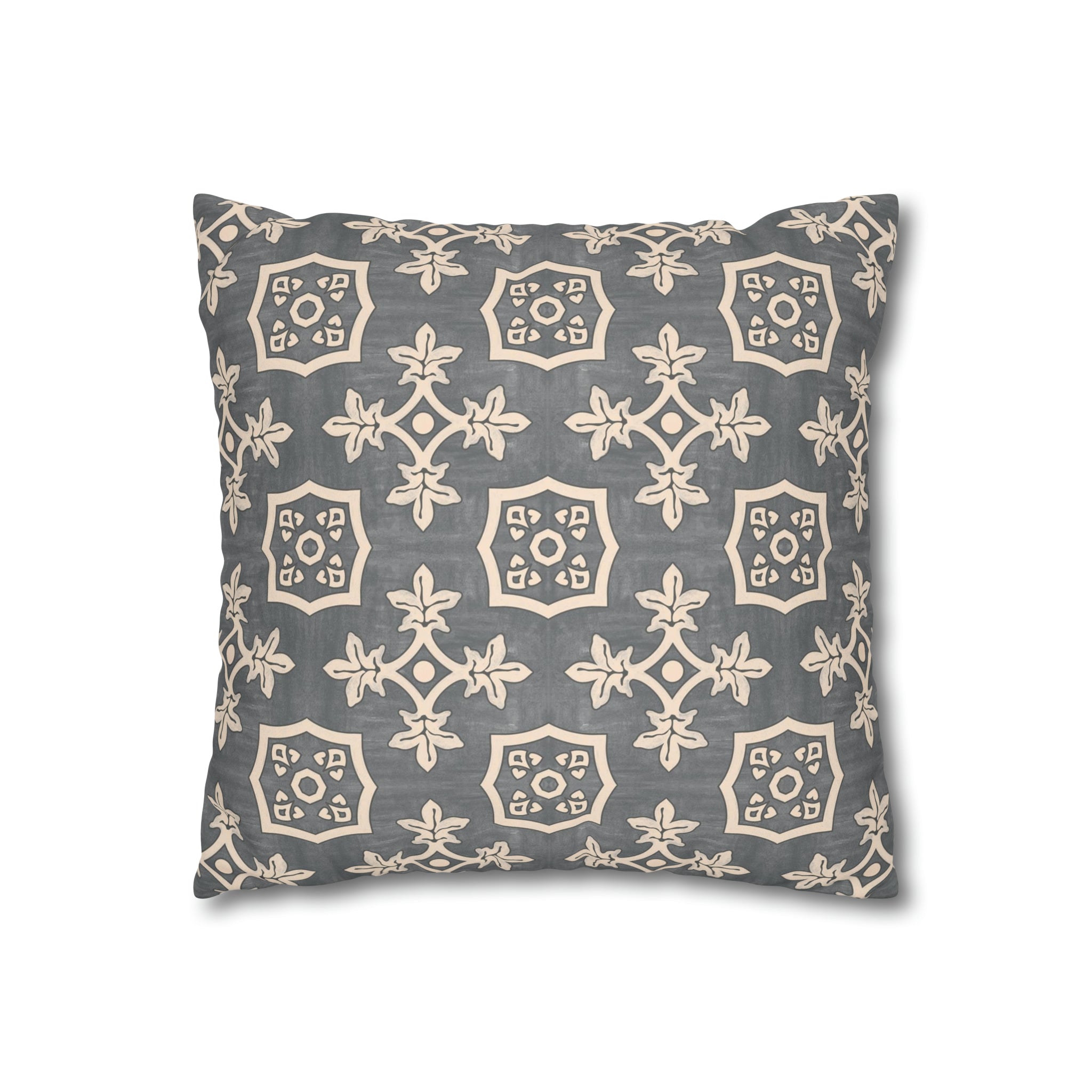 Palma Fonte Grey Microsuede Square Pillow Cover